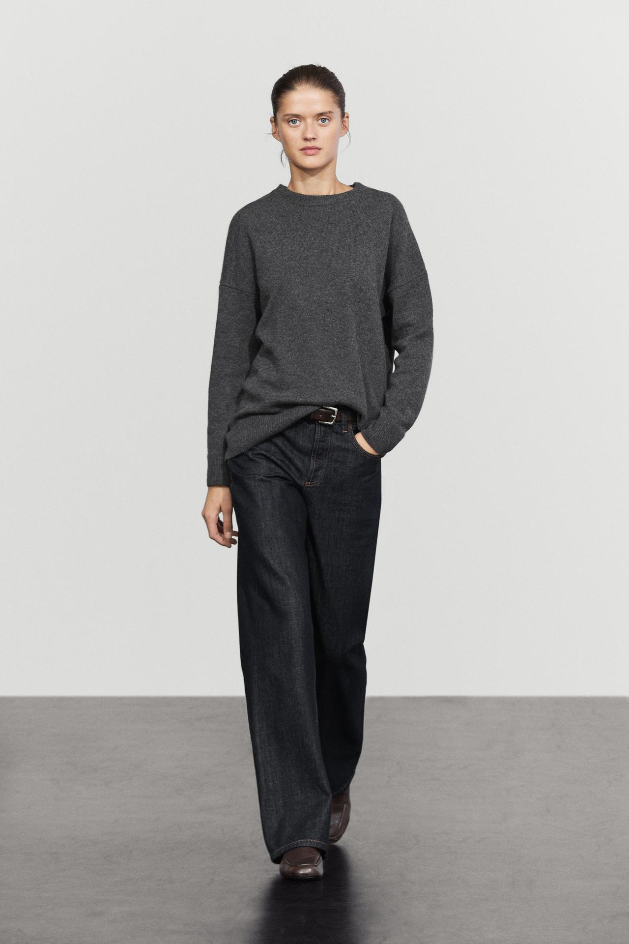 100% cashmere oversize knit sweater — ANTHRACITE GREY