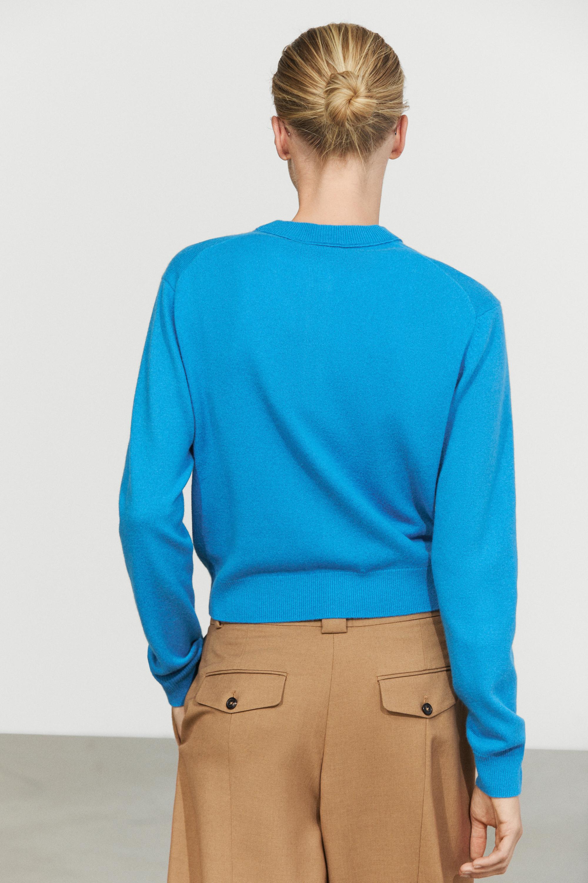 Knit cardigan with button detail — TURQUOISE