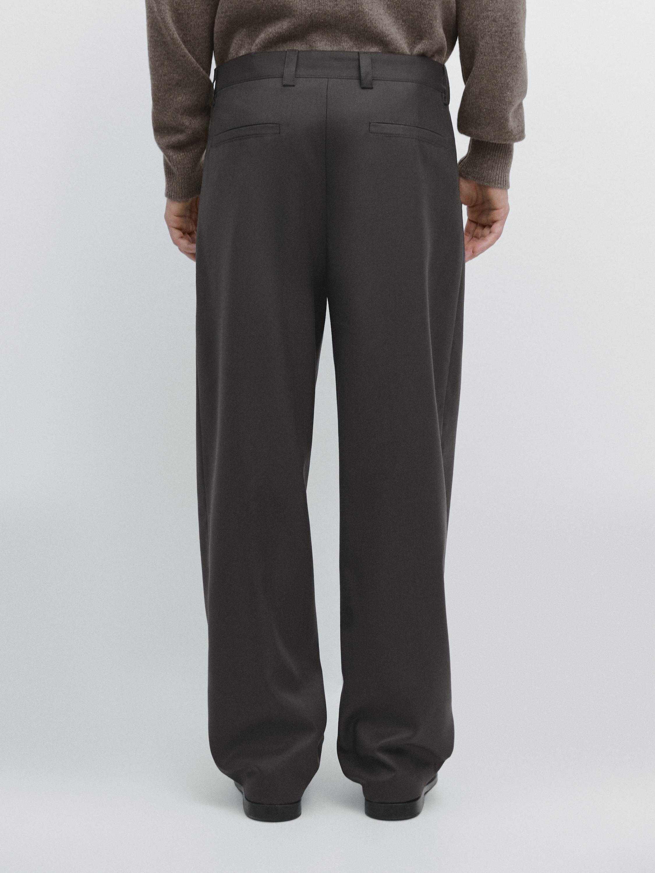 Relaxed fit wool blend trousers — STEEL