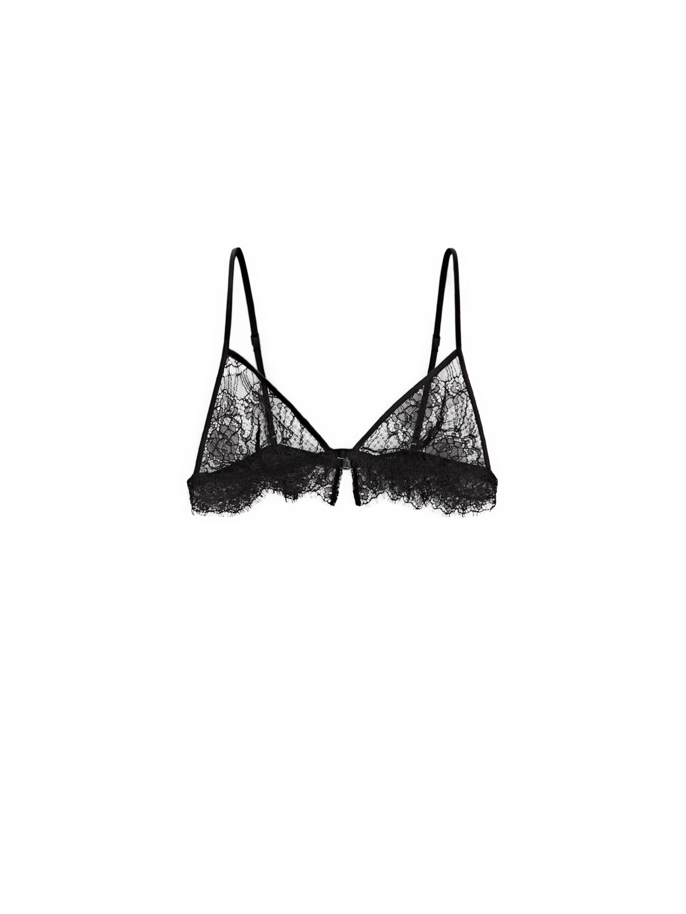 Lace cotton blend bralette — BLACK