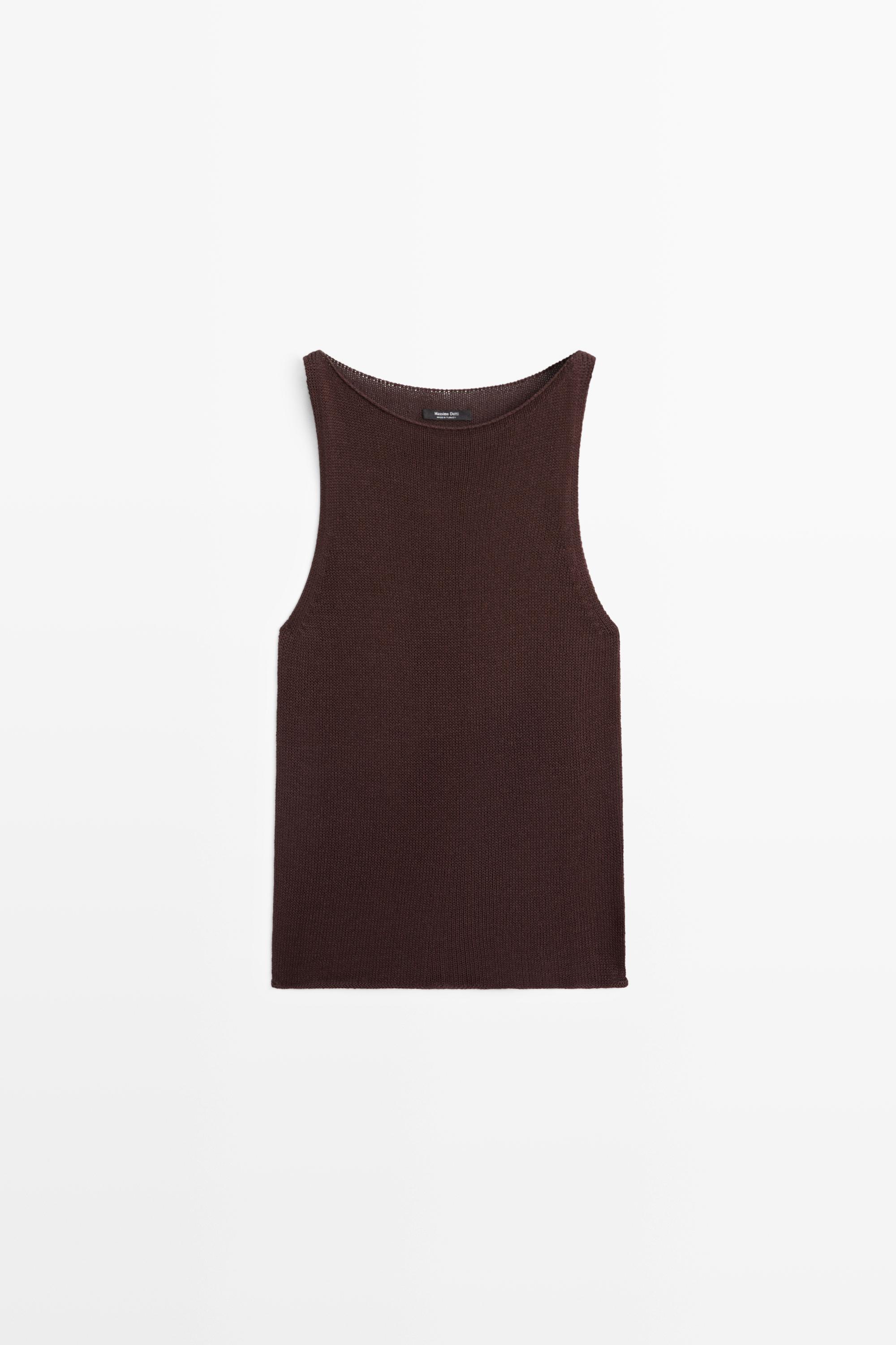 Fine-knit halter top — Chocolate