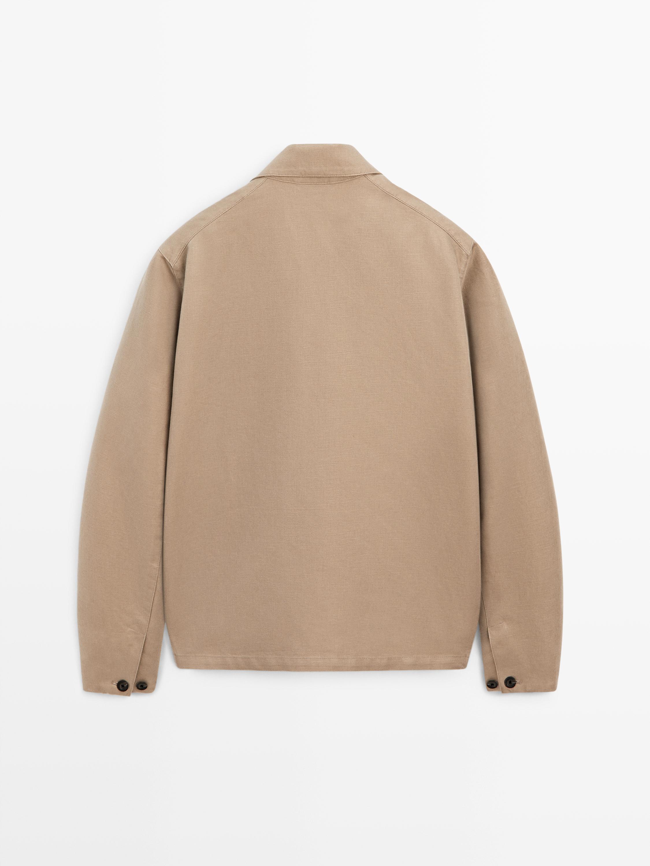 Linen blend jacket with pocket details — BEIGE