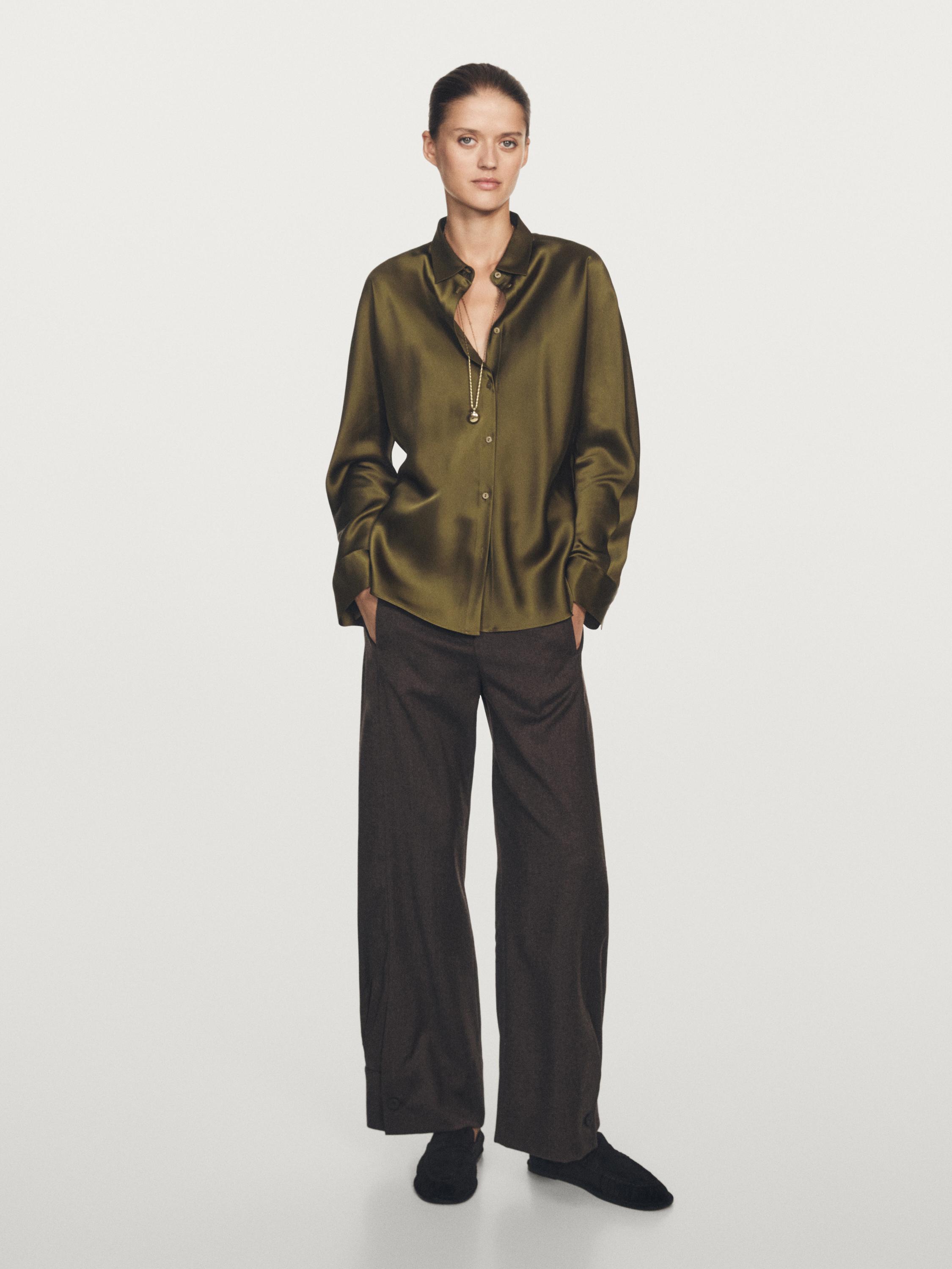 Satin shirt with batwing sleeves