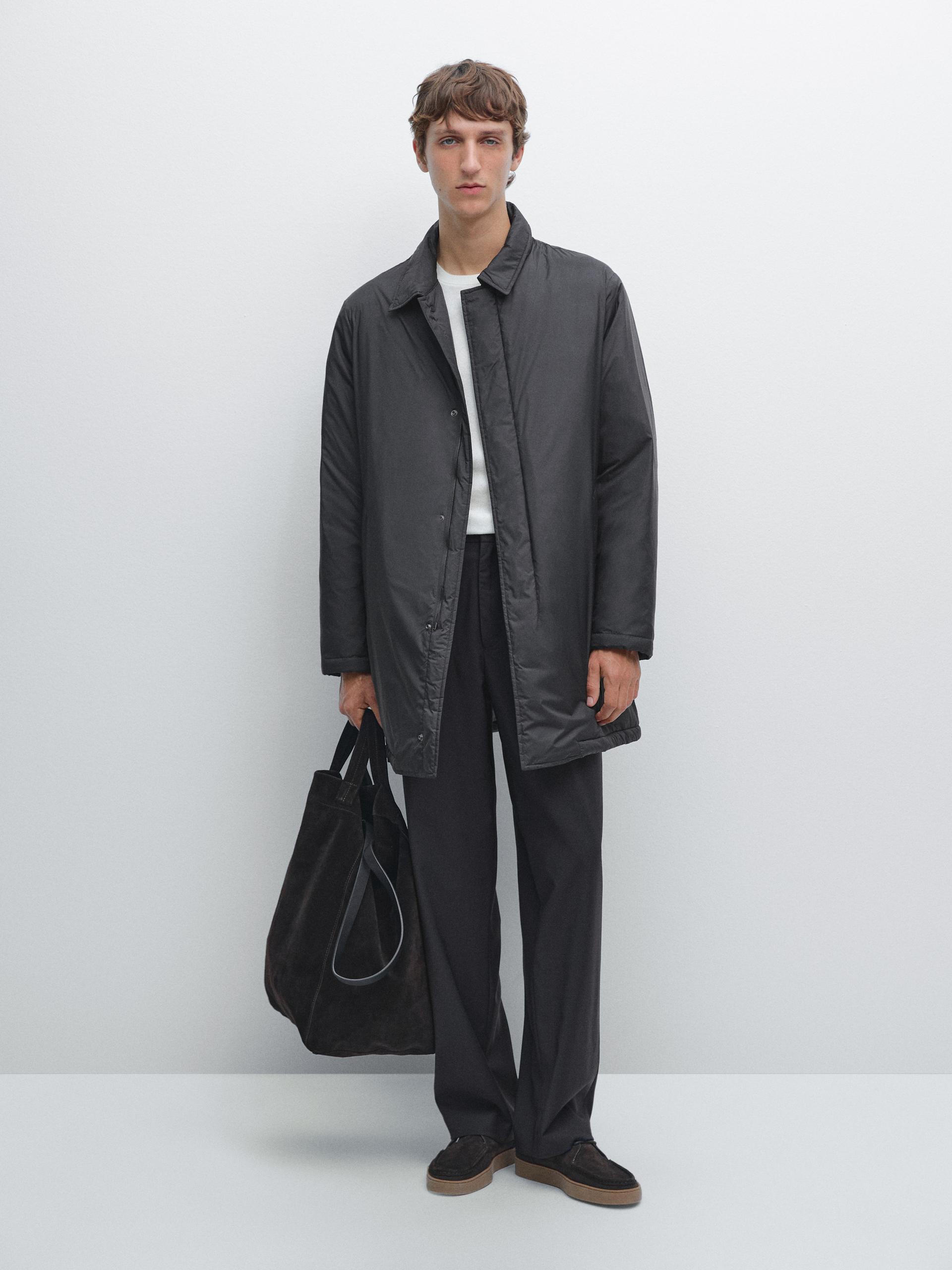 Parka Ultraligera Mezcla Plumón Water Repellent - Marino Oscuro - L - Massimo Dutti - Hombre