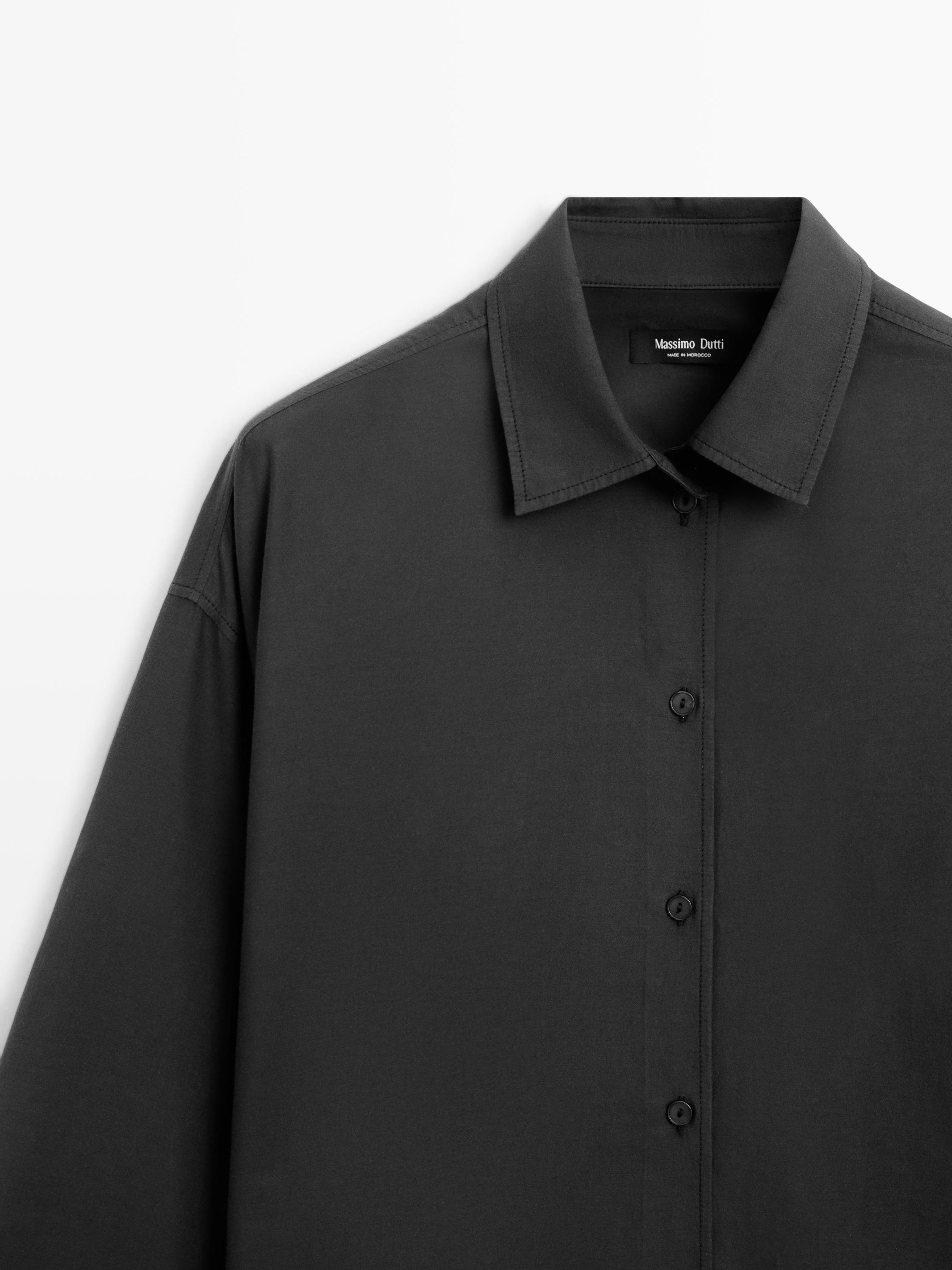 Flowing cotton-silk shirt — BLACK