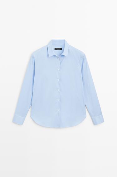 Striped stretch poplin shirt — SKY BLUE 2