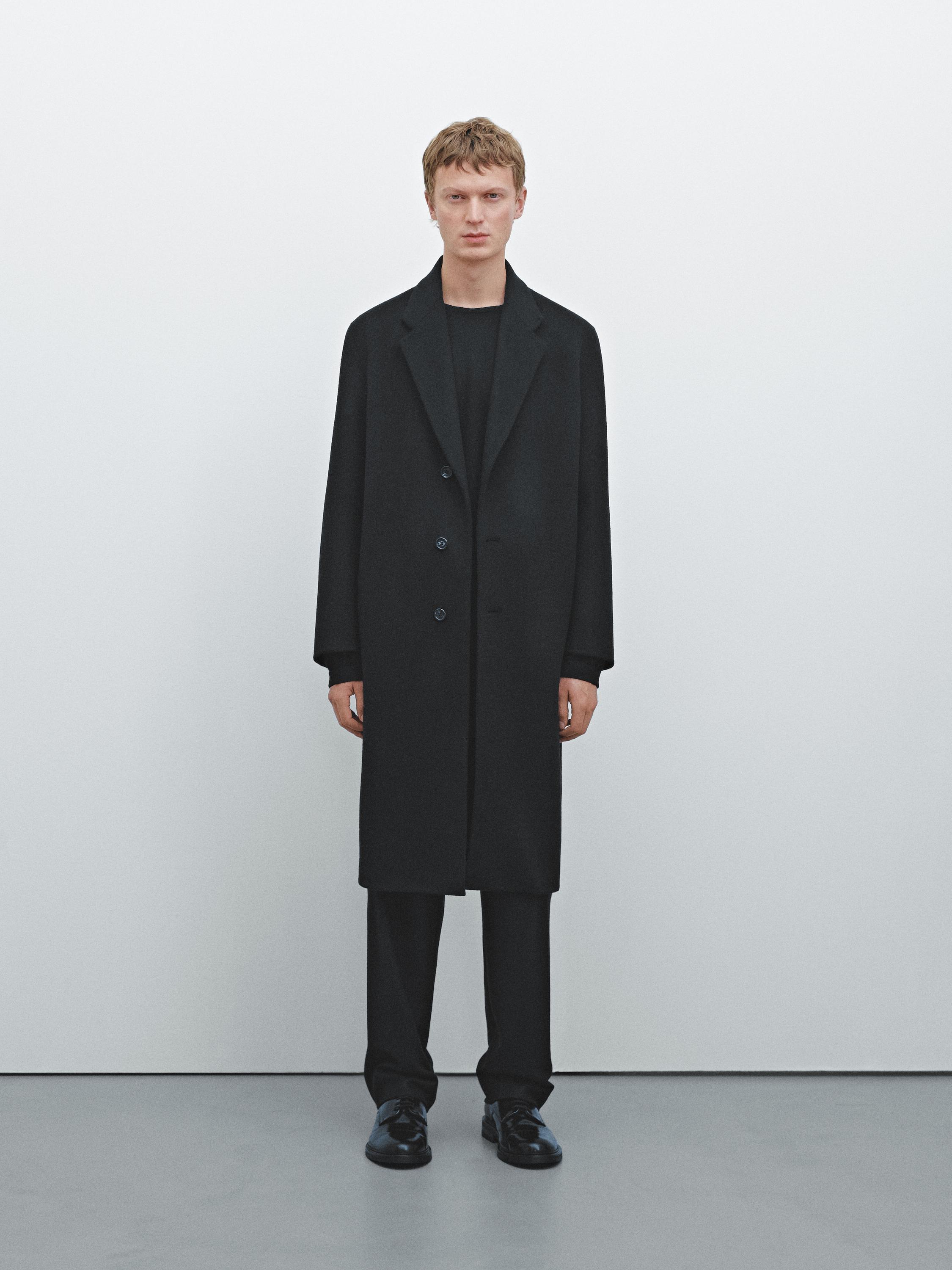 Wool blend double-faced coat - Limited Edition · Black · Coats And Jackets  | Massimo Dutti