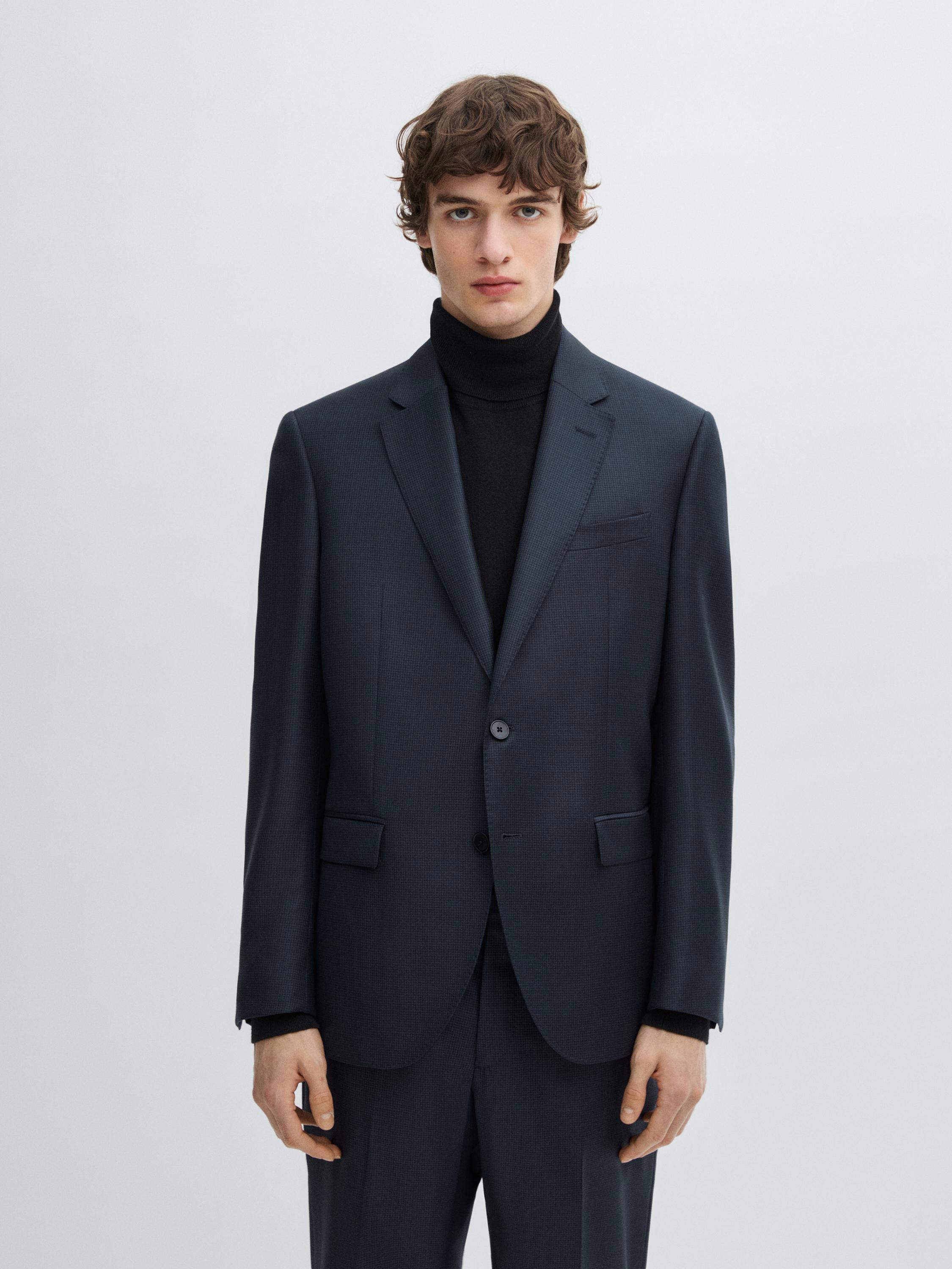 Veste de costume pied-de-poule pure laine