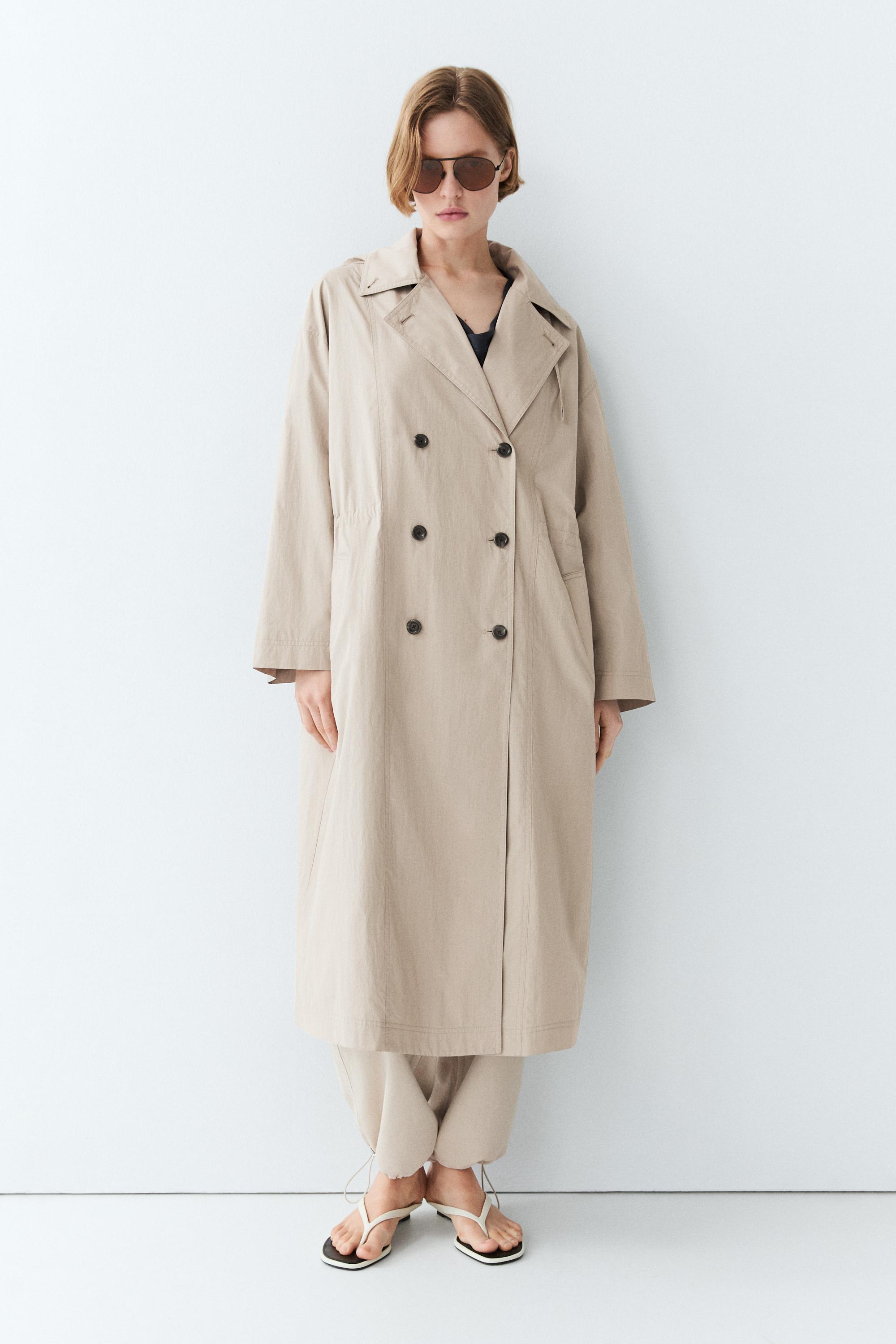 Cotton blend technical trench coat — Pearl grey