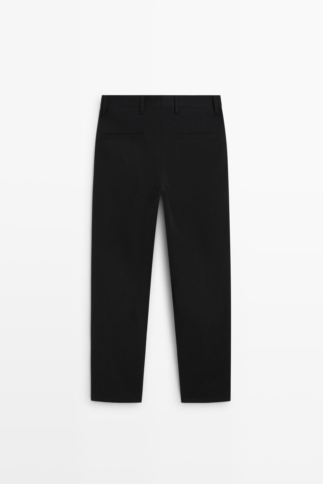 Wide-leg darted pants — BLACK