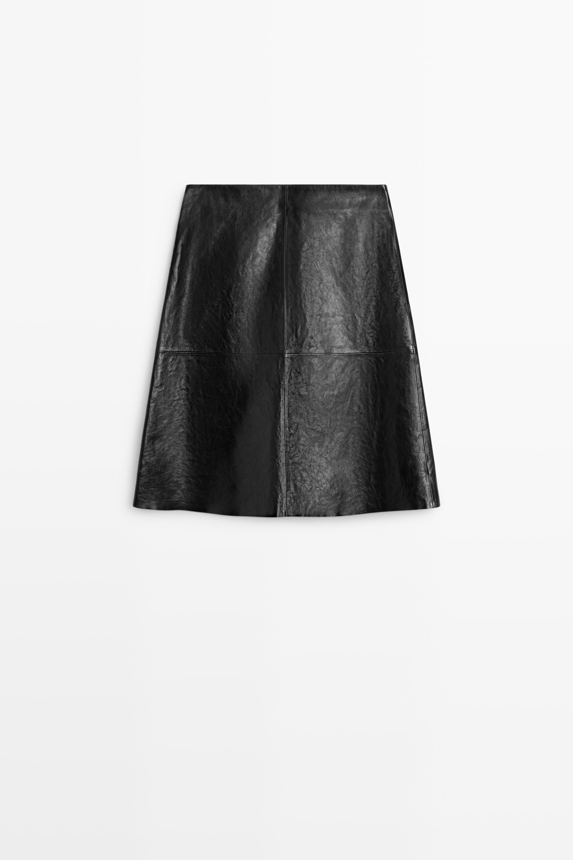 Short nappa leather skirt — BLACK