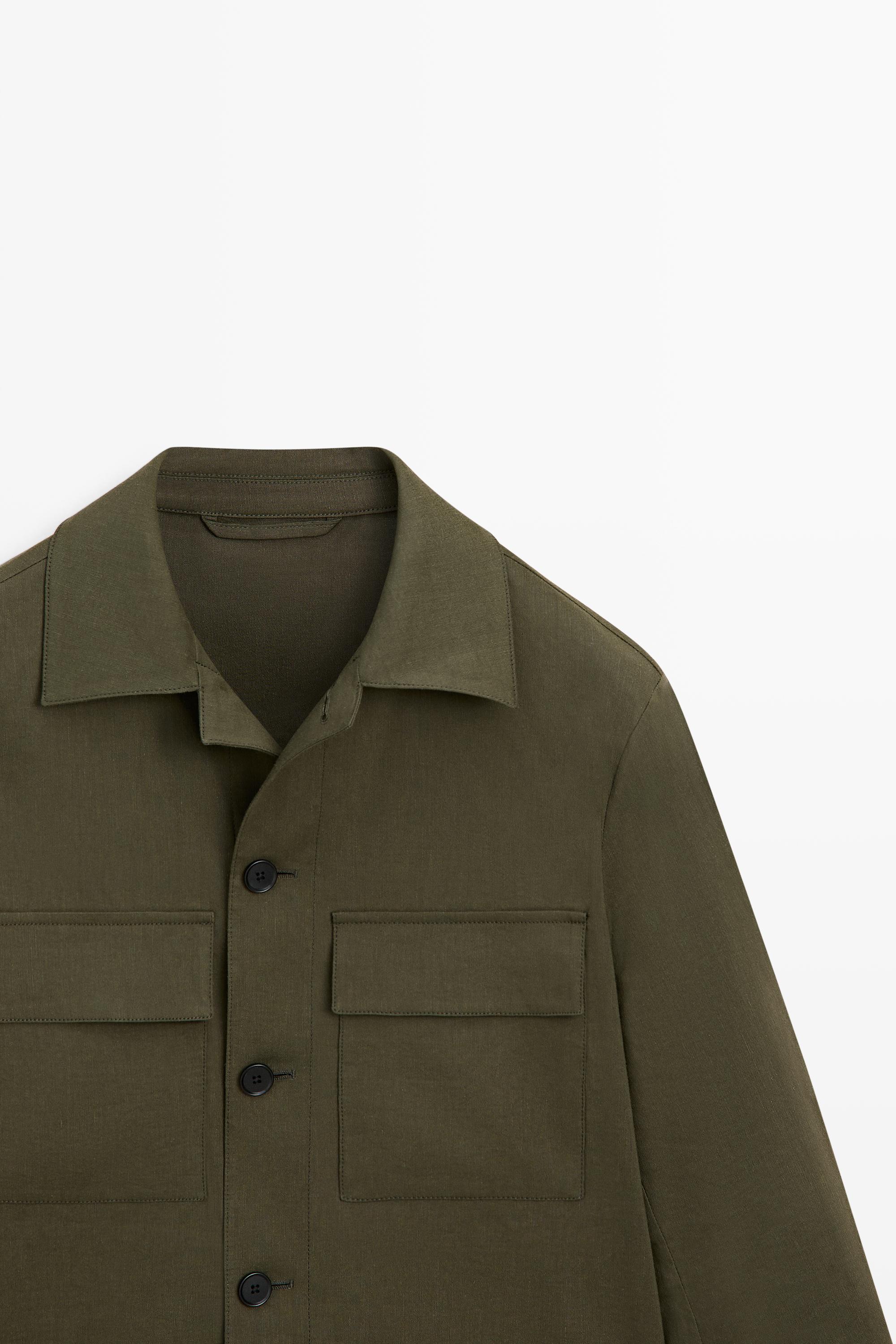 Total look overshirt with pocket detail — GREEN