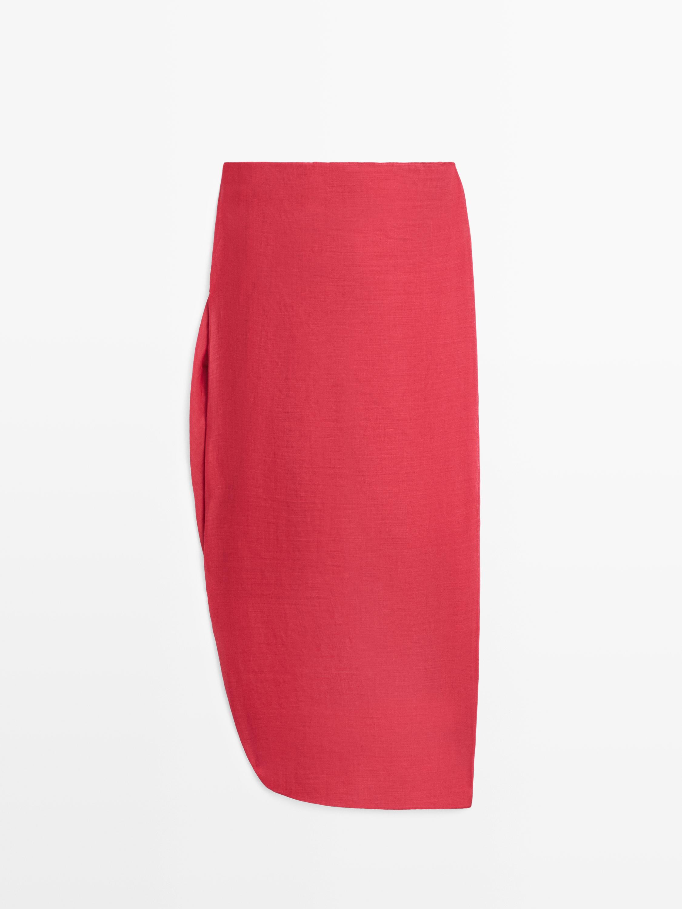 100% ramie pareo skirt — RED