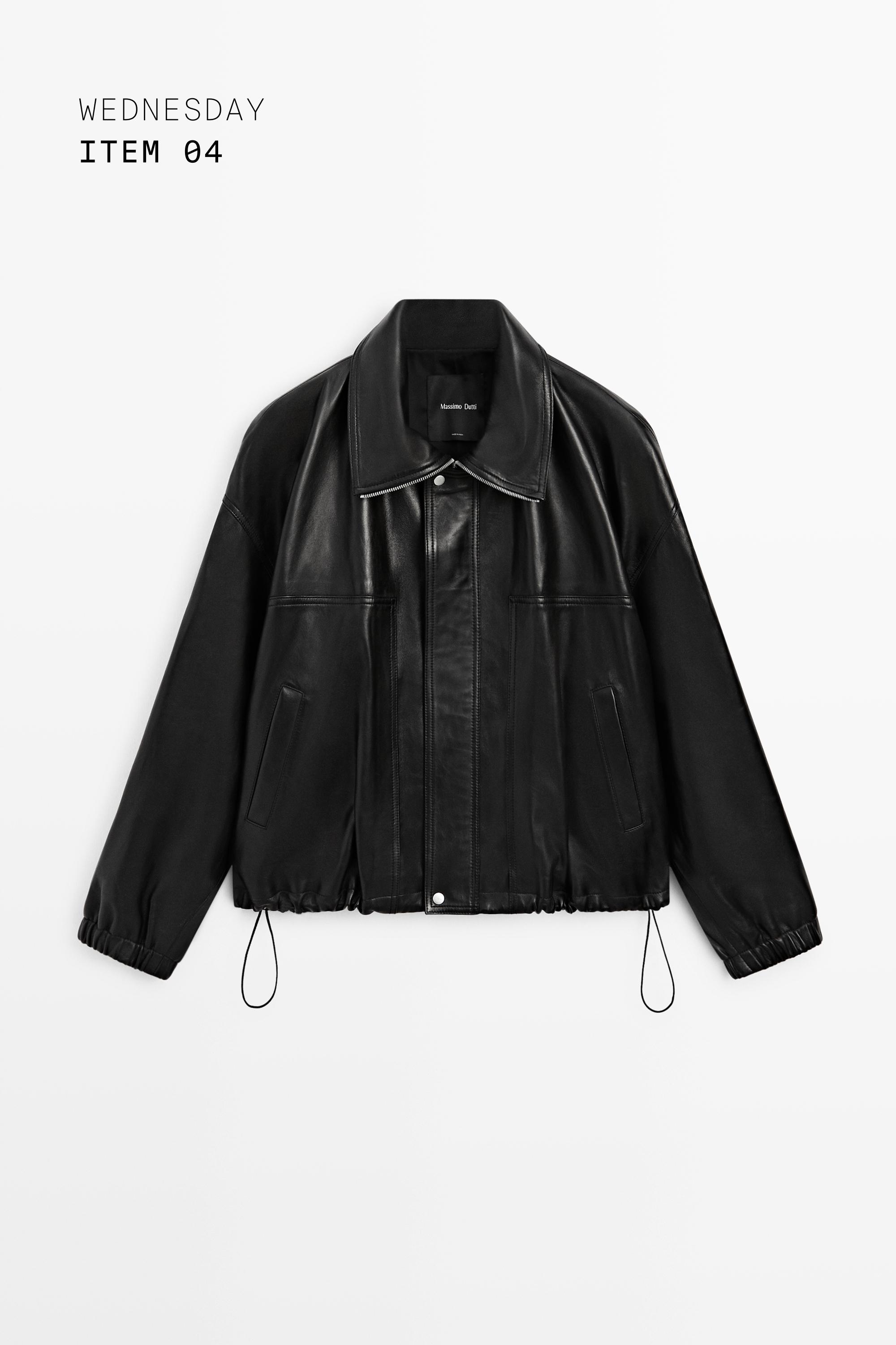 【massimo dutti】レザージャケット Nappa leather bomber jacket · Black · Leatherâ Outerwear | Massimo