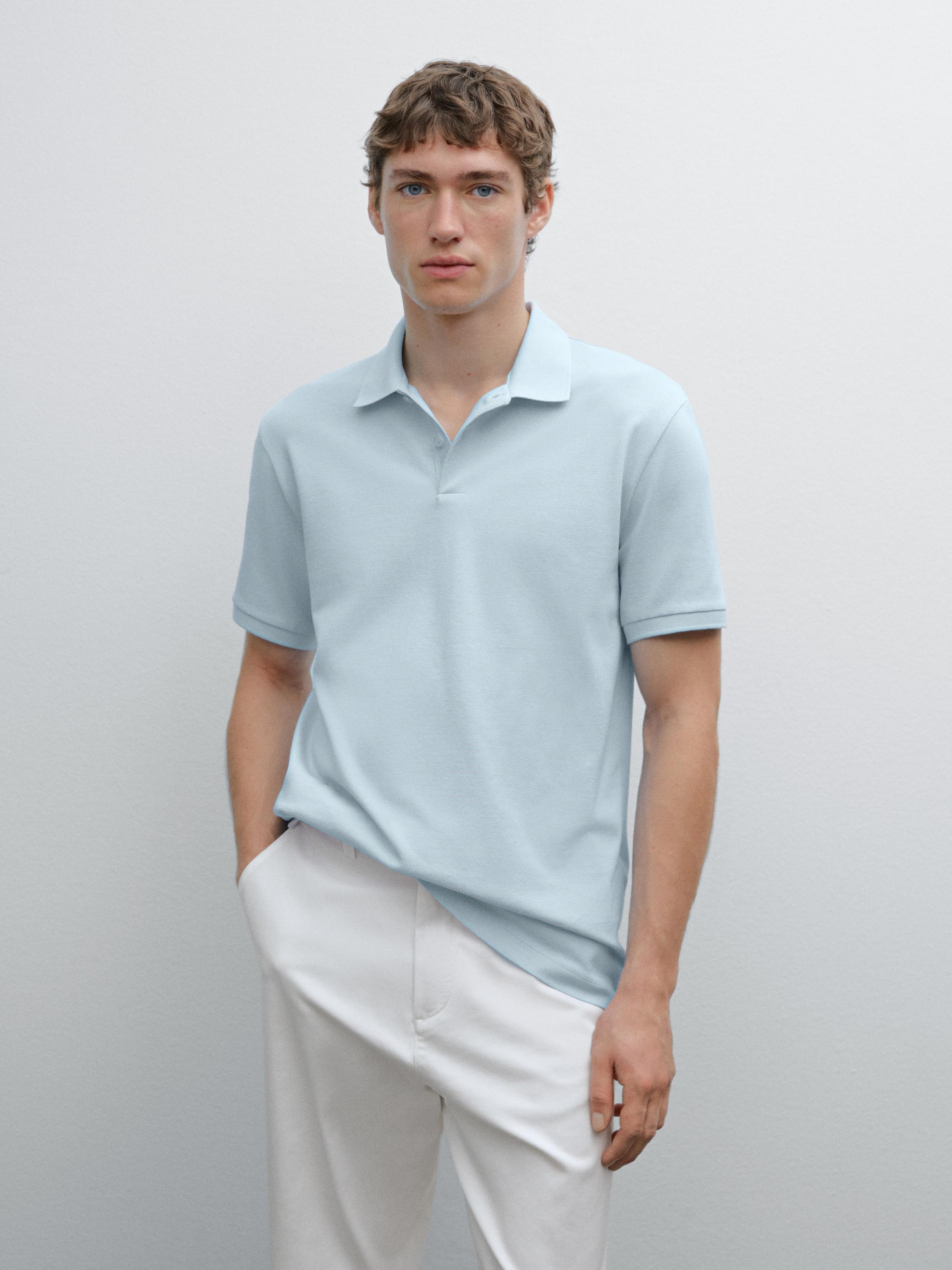 Micro textured piqué cotton polo shirt