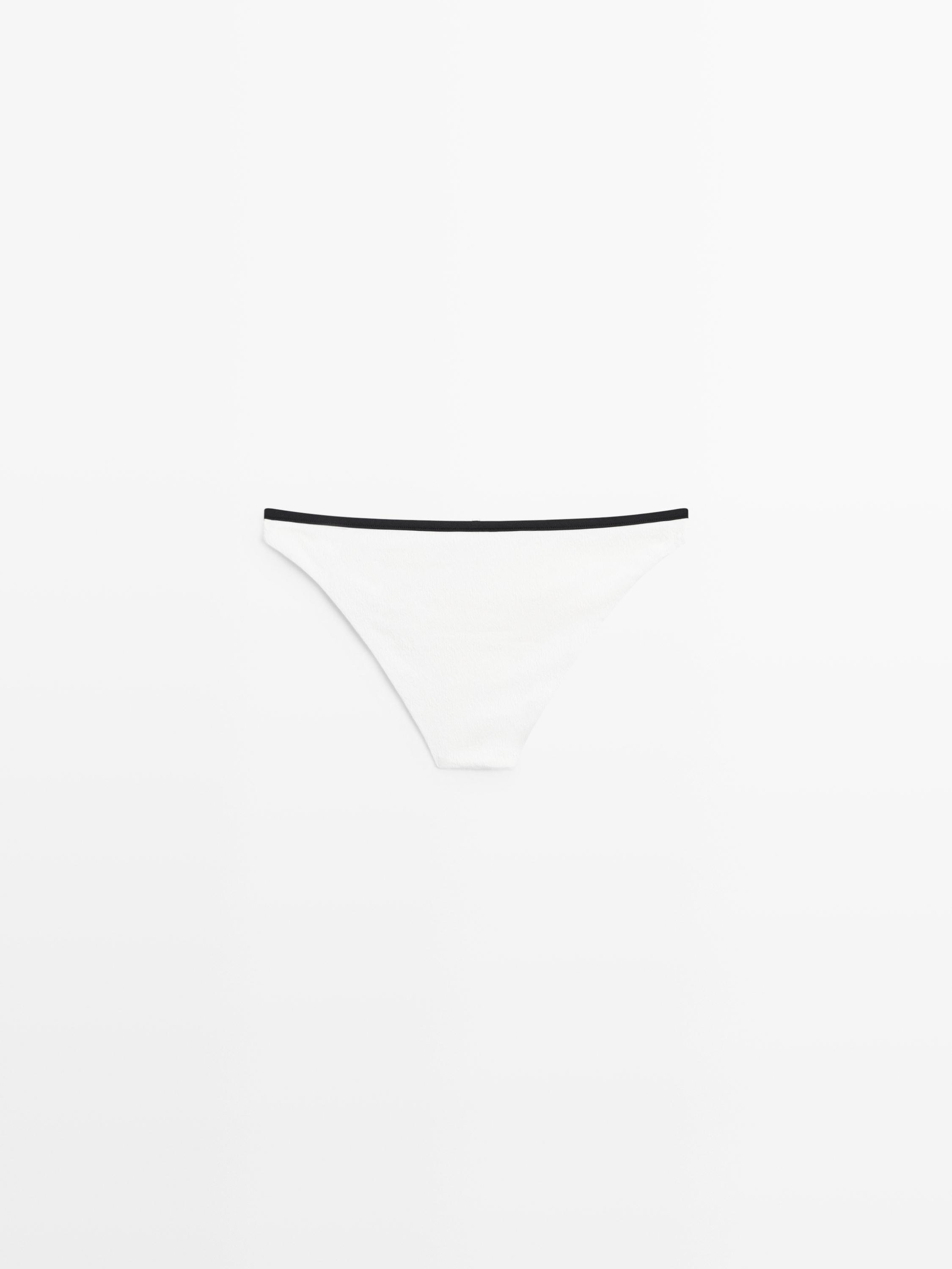 Contrast textured bikini bottoms — Off white