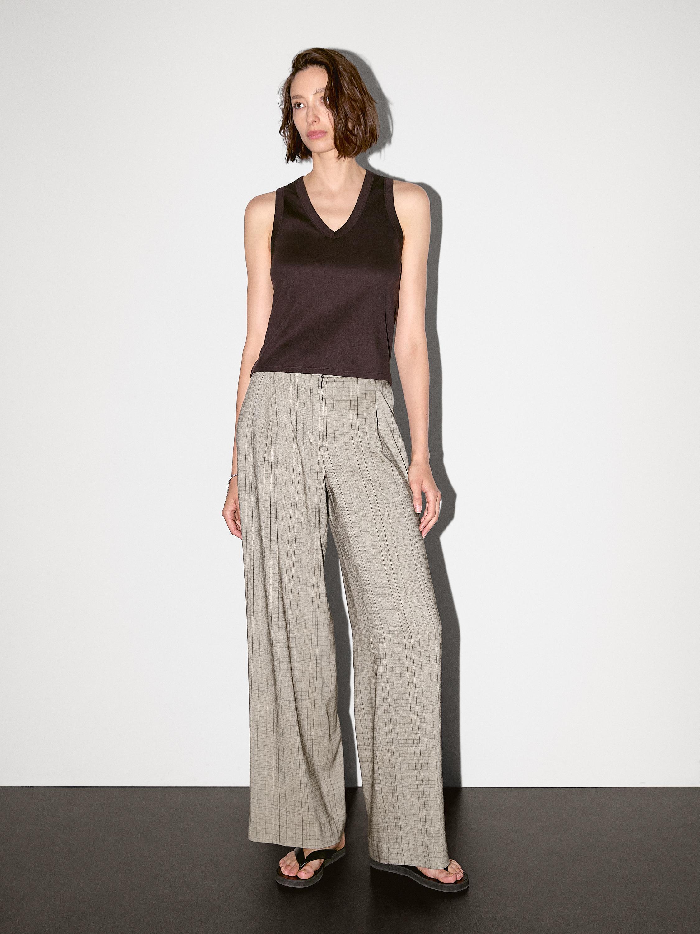 Check print suit trousers