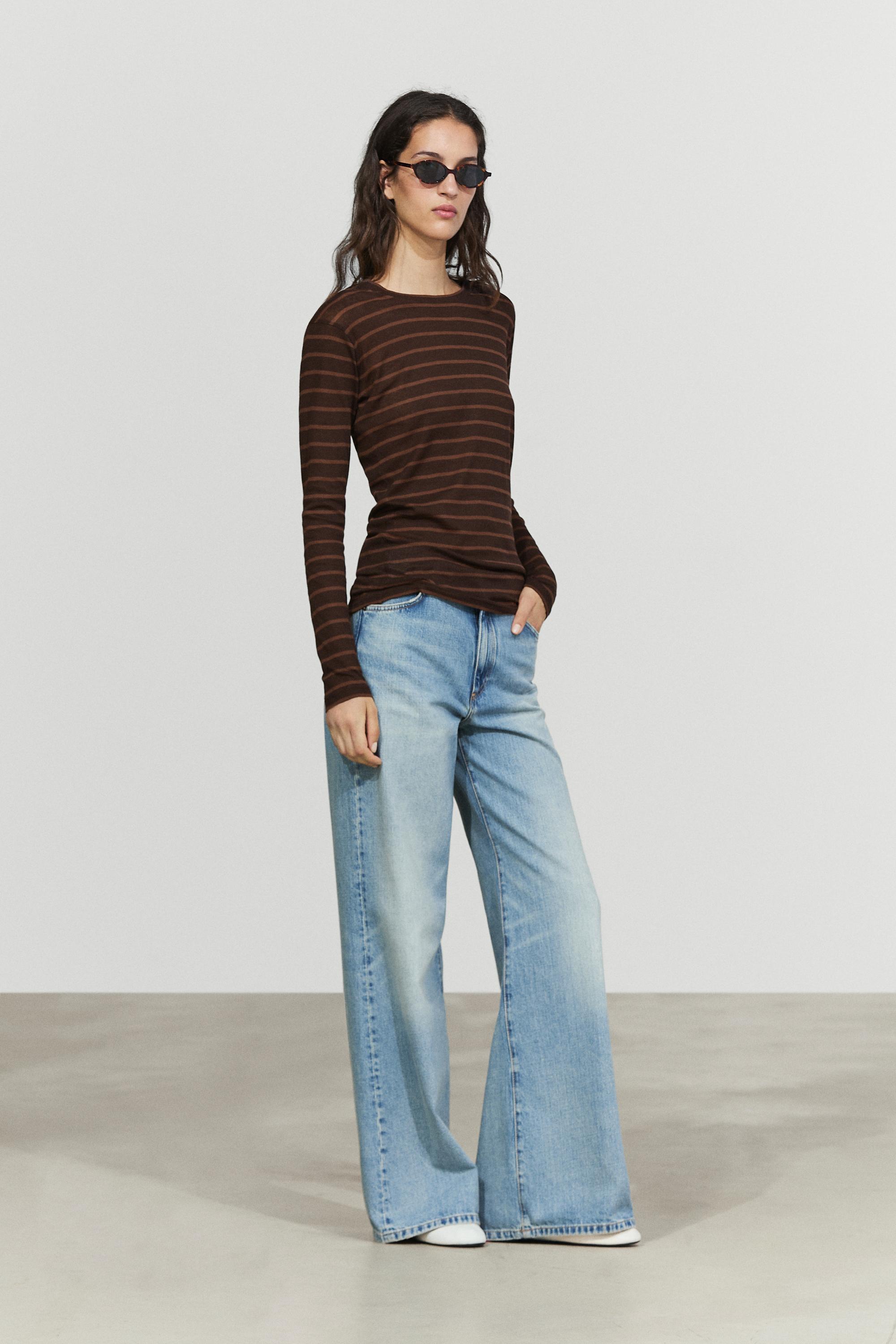 Long sleeve striped T-shirt — BROWN