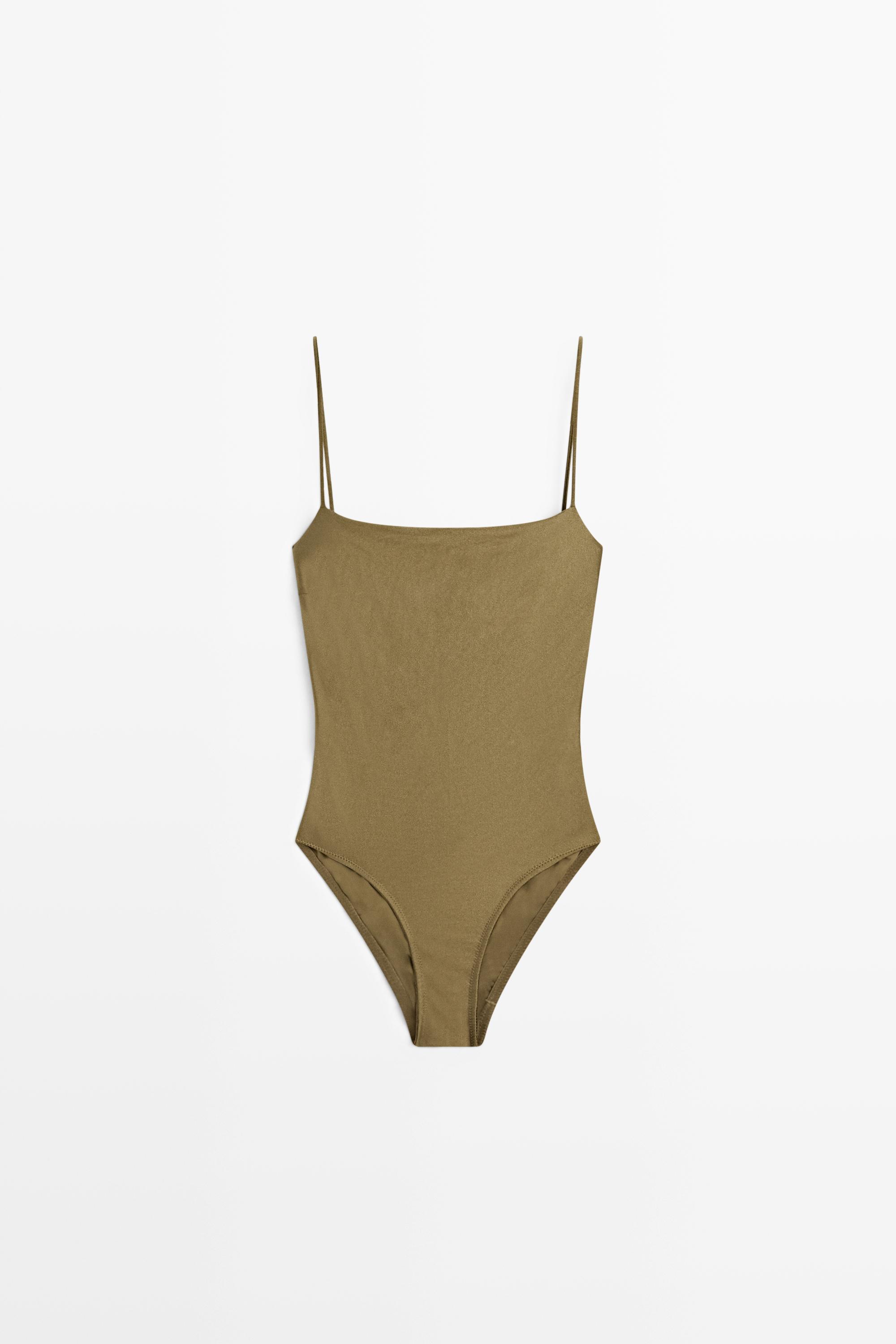 Swimsuit with thin straps — KHAKI