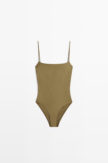 Swimsuit with thin straps — KHAKI 2