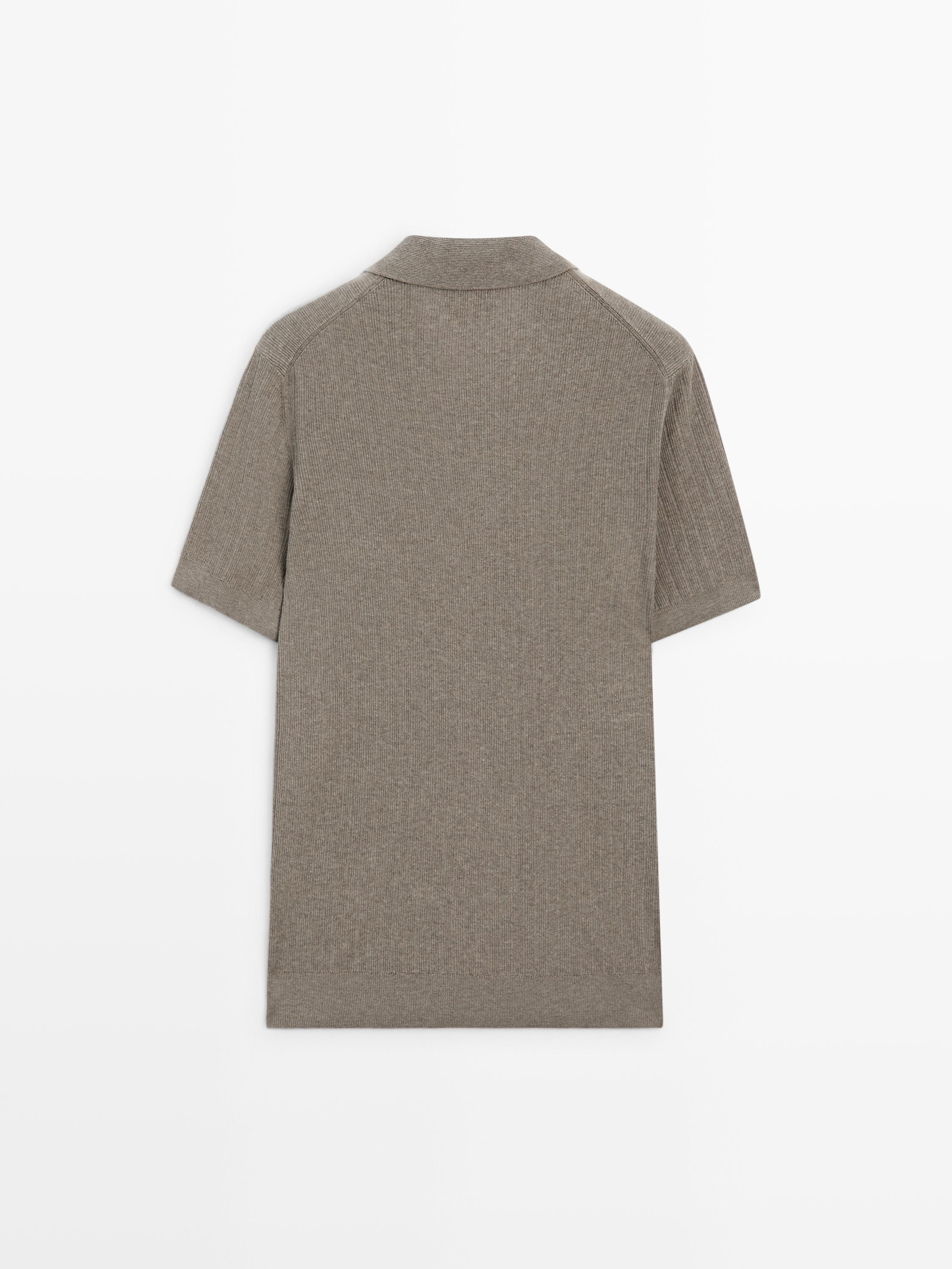 Ribbed knit cotton polo shirt — Washed