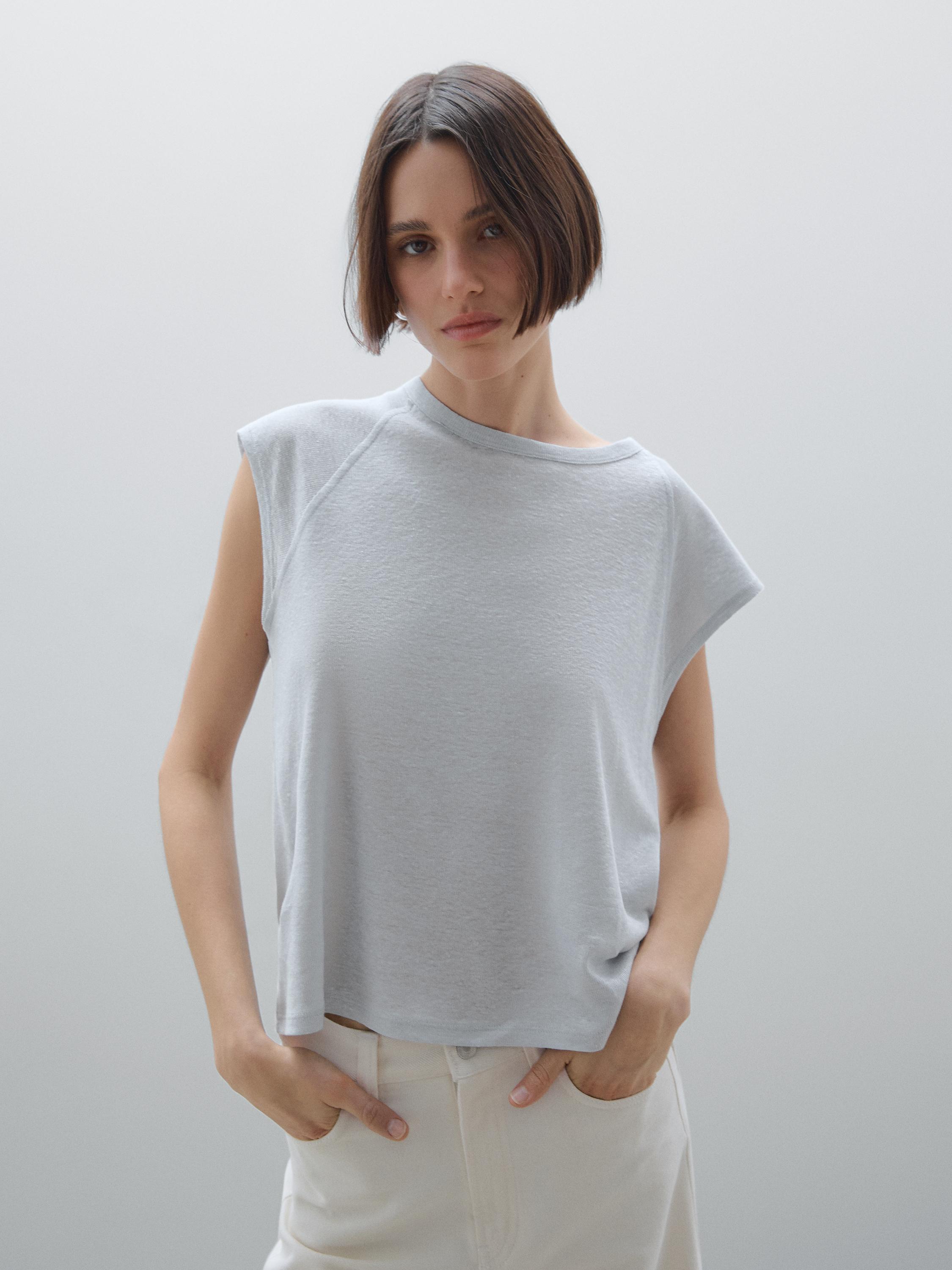 100% linen lightweight ribbed T-shirt