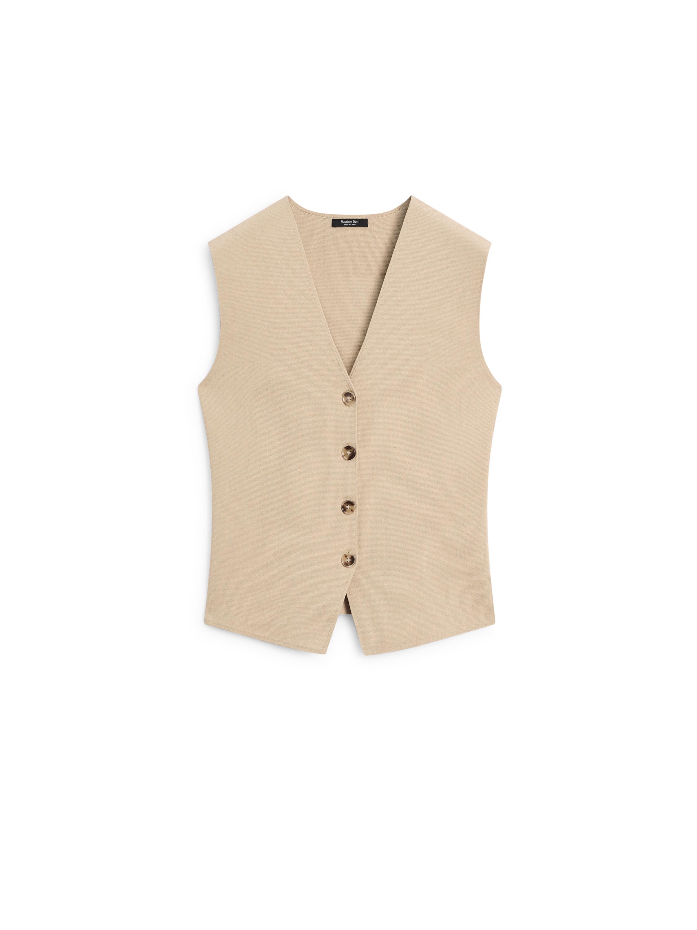 Knit waistcoat with button details — BEIGE