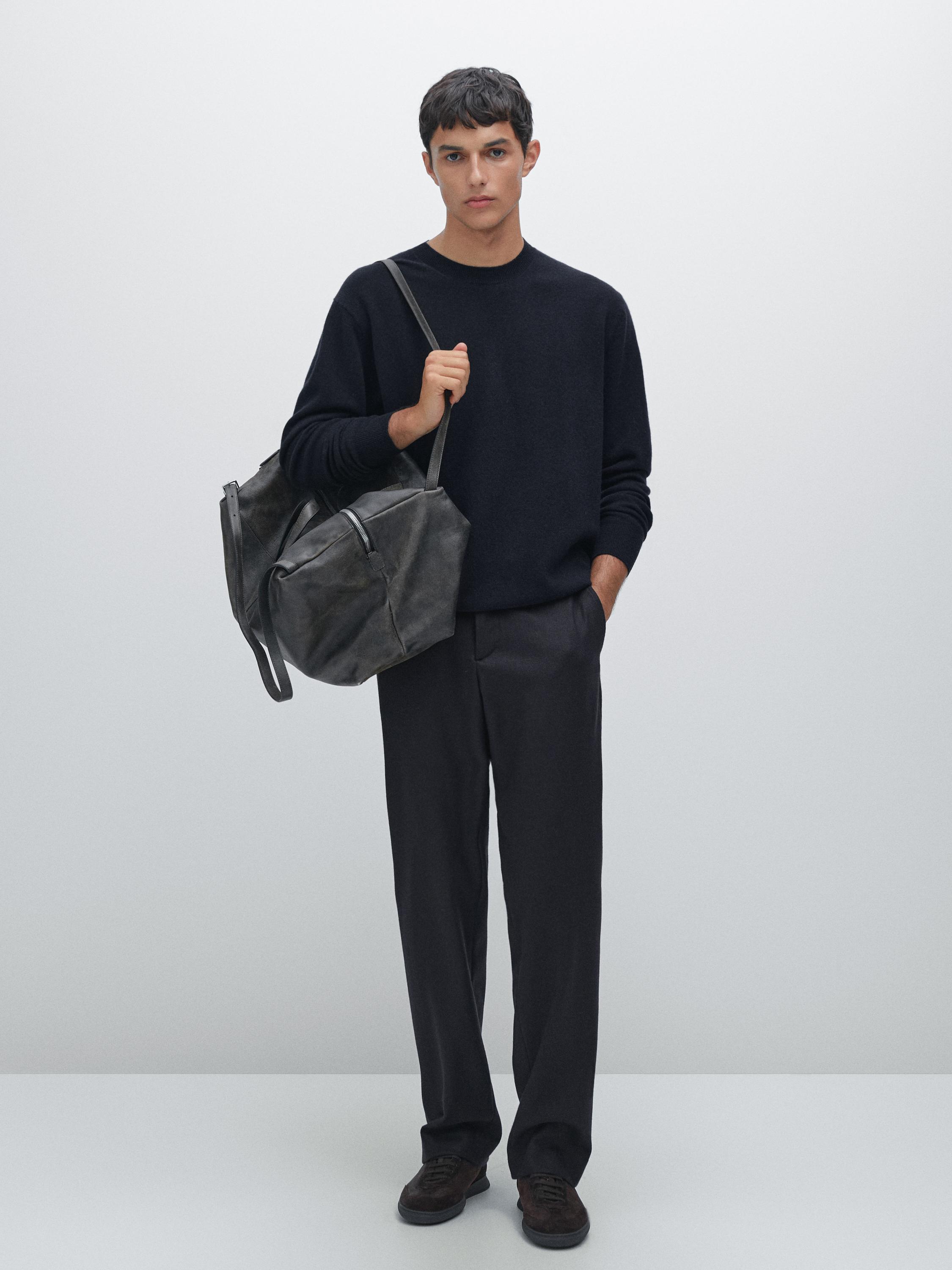 Wool blend crew neck sweater