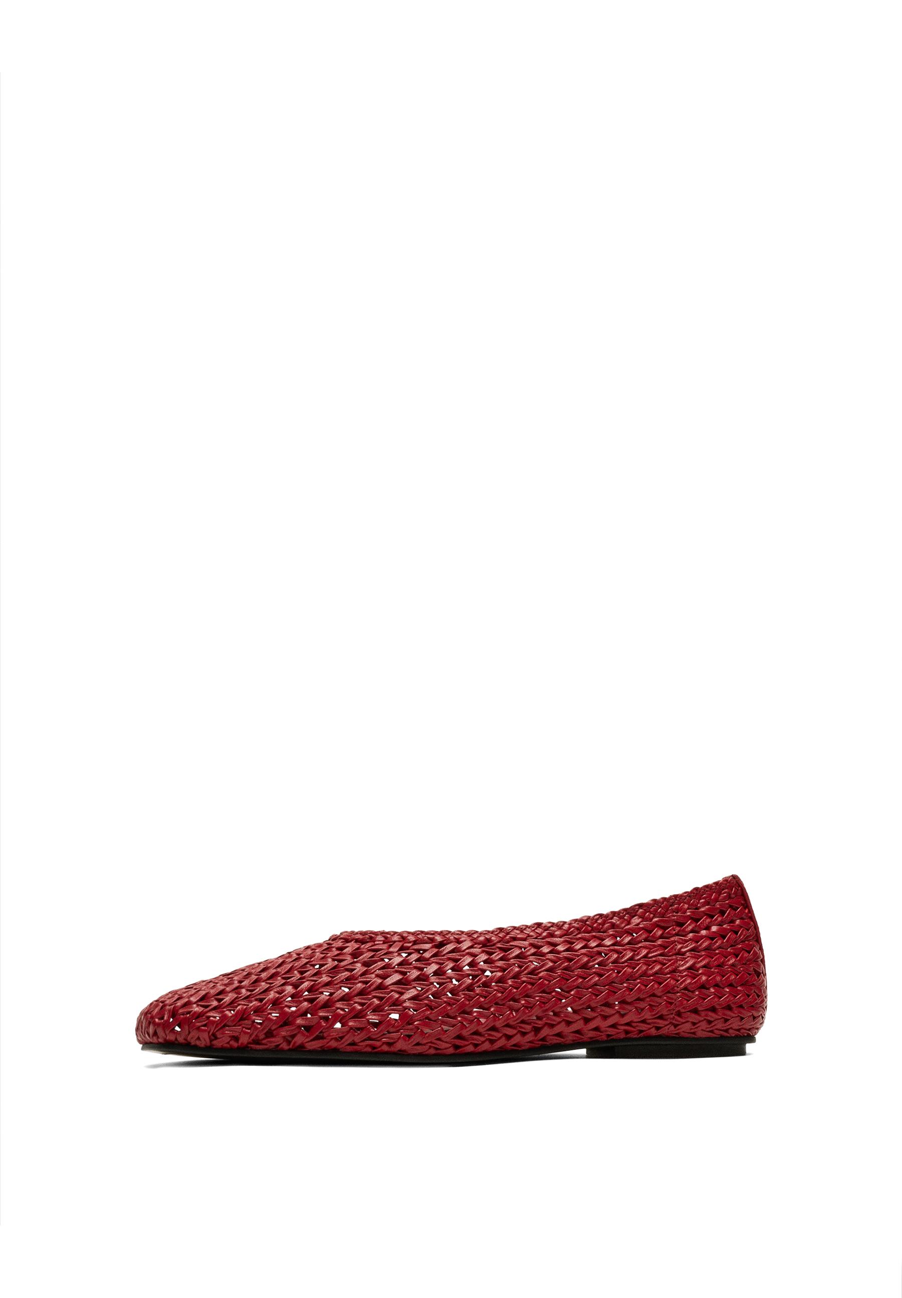 Braided leather ballet flat — RED