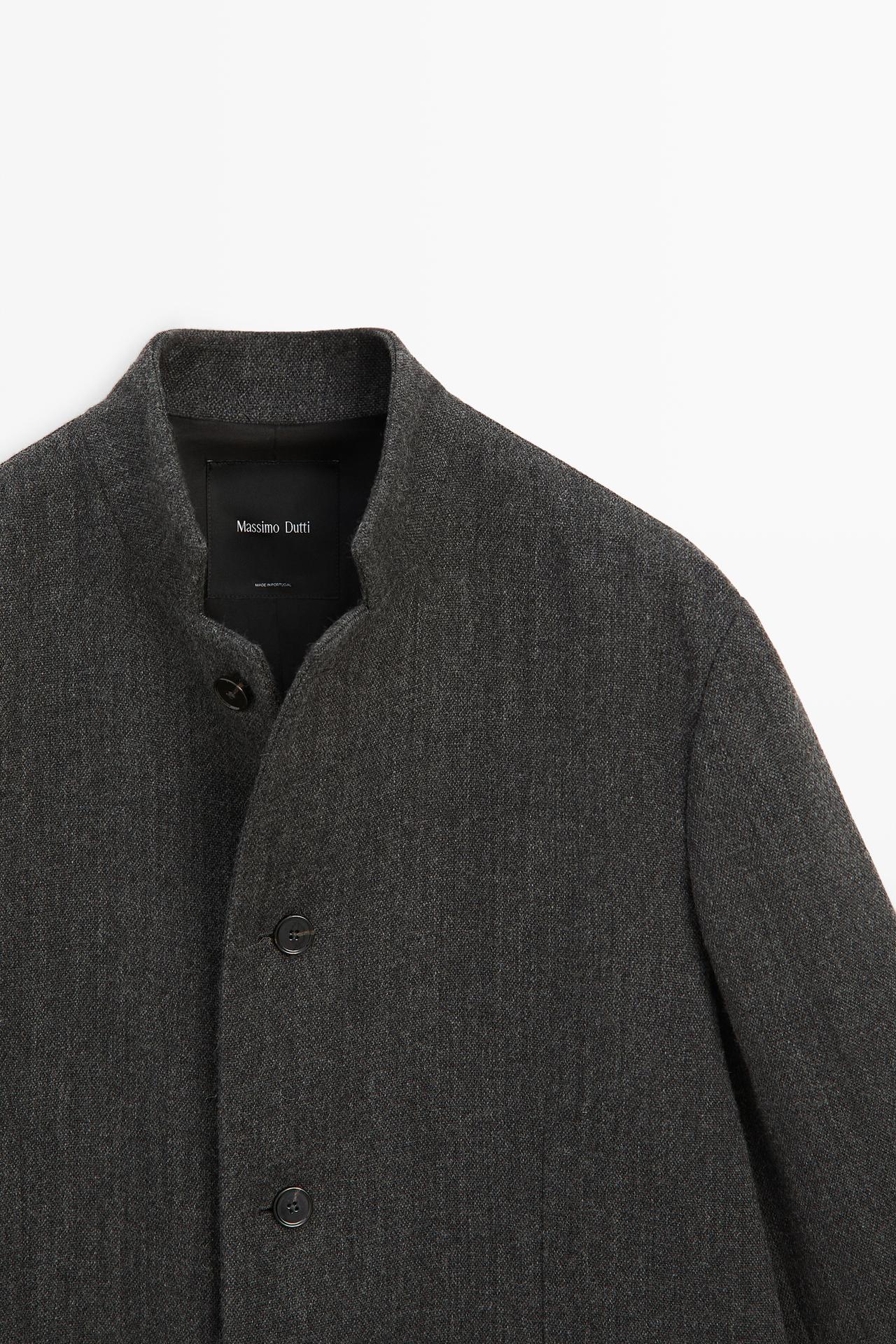 High collar wool coat — DARK GREY