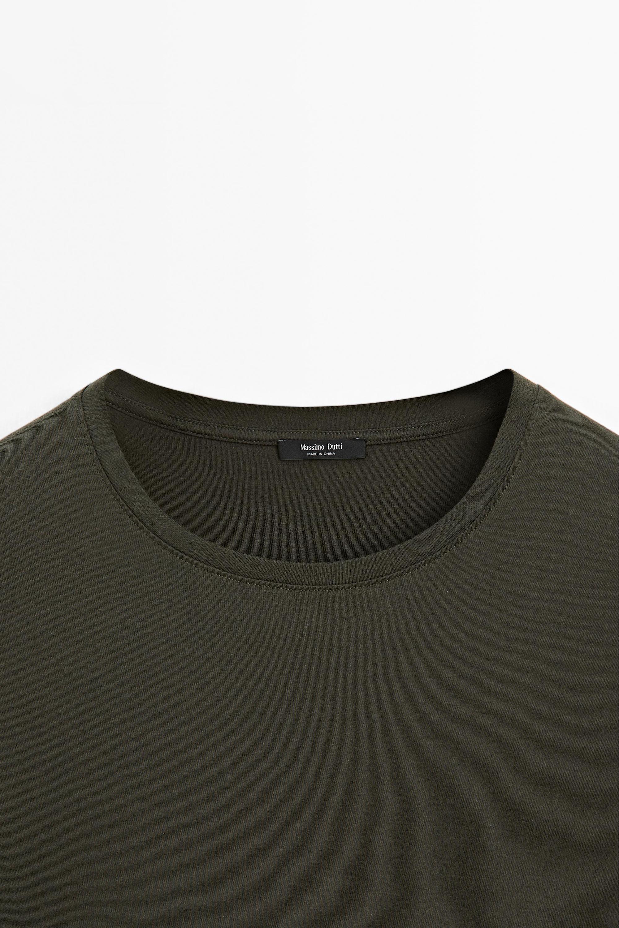 100% mercerised cotton T-shirt — KHAKI