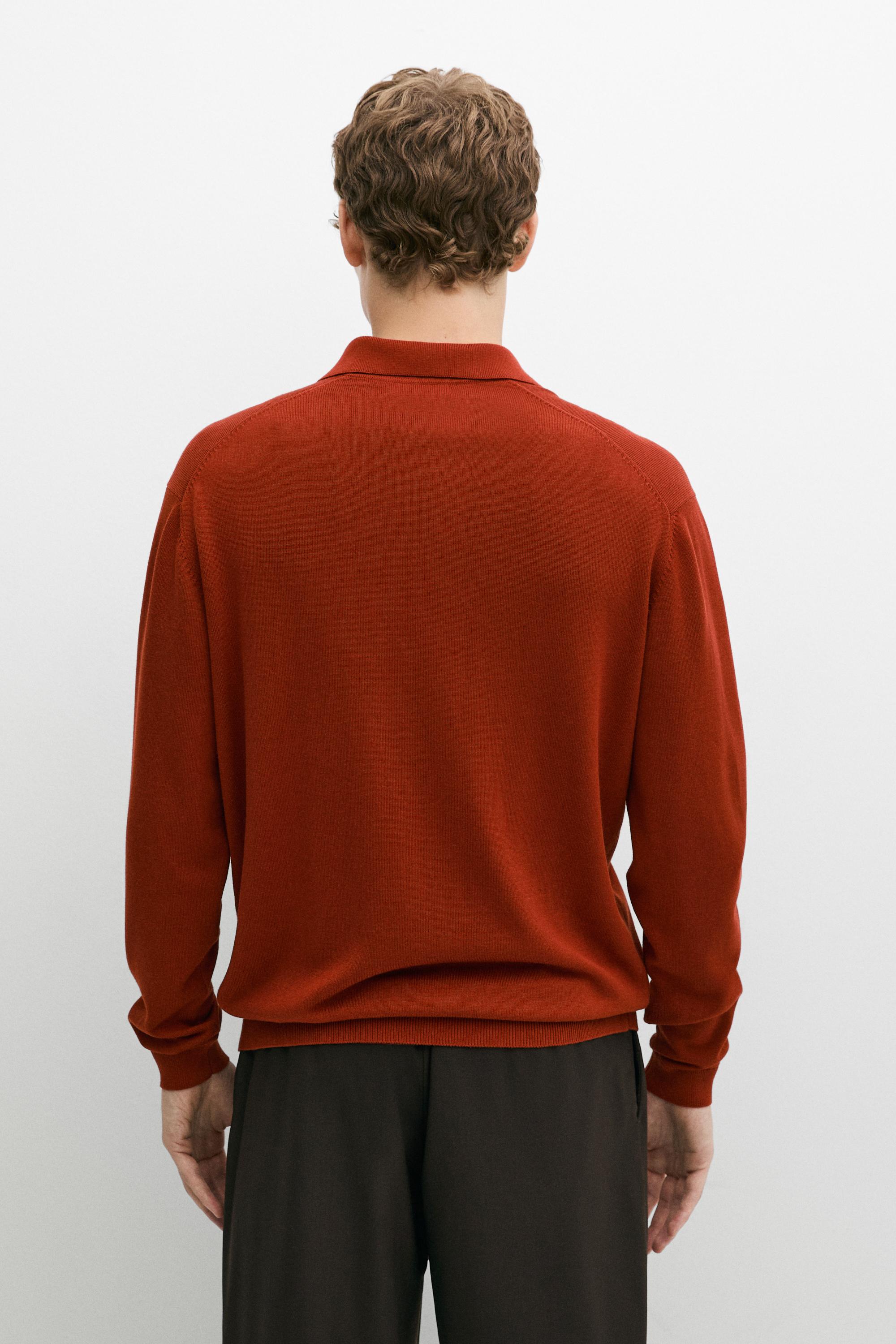 Polo collar knit sweater — TANGERINE