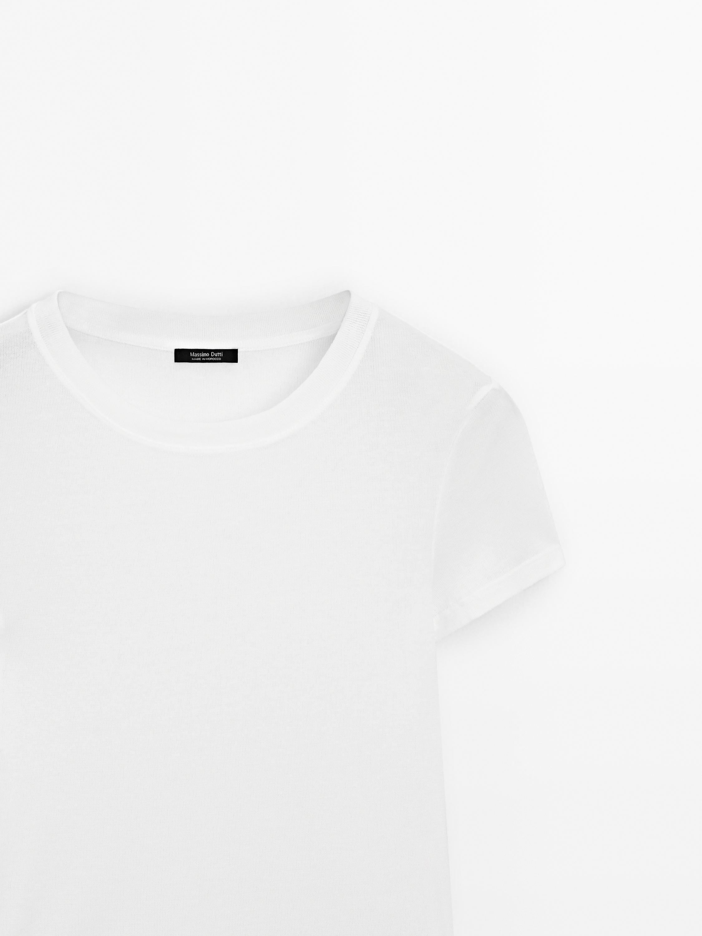 Textured crepe-effect cotton T-shirt