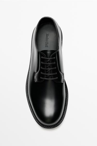 Leather dress blucher shoe — BLACK 3