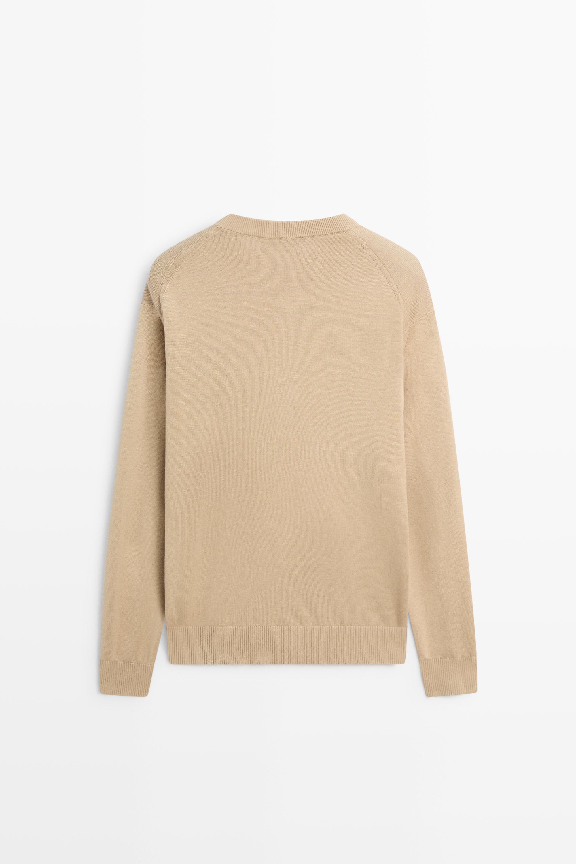 Cotton blend knit sweater — CAMEL