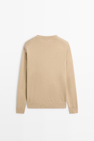 Cotton blend knit sweater — CAMEL 6