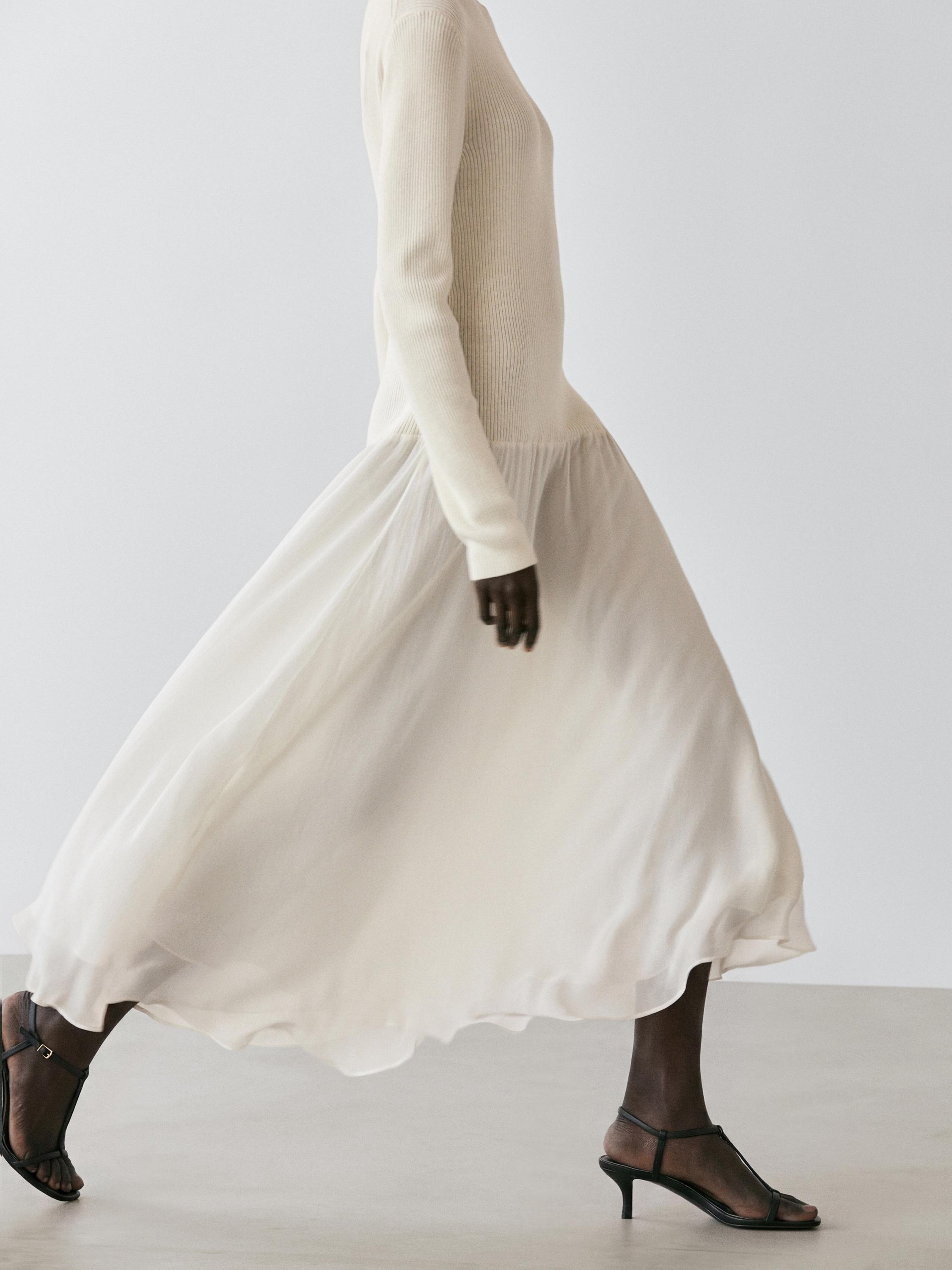 Knit dress with matching detail — CREAM