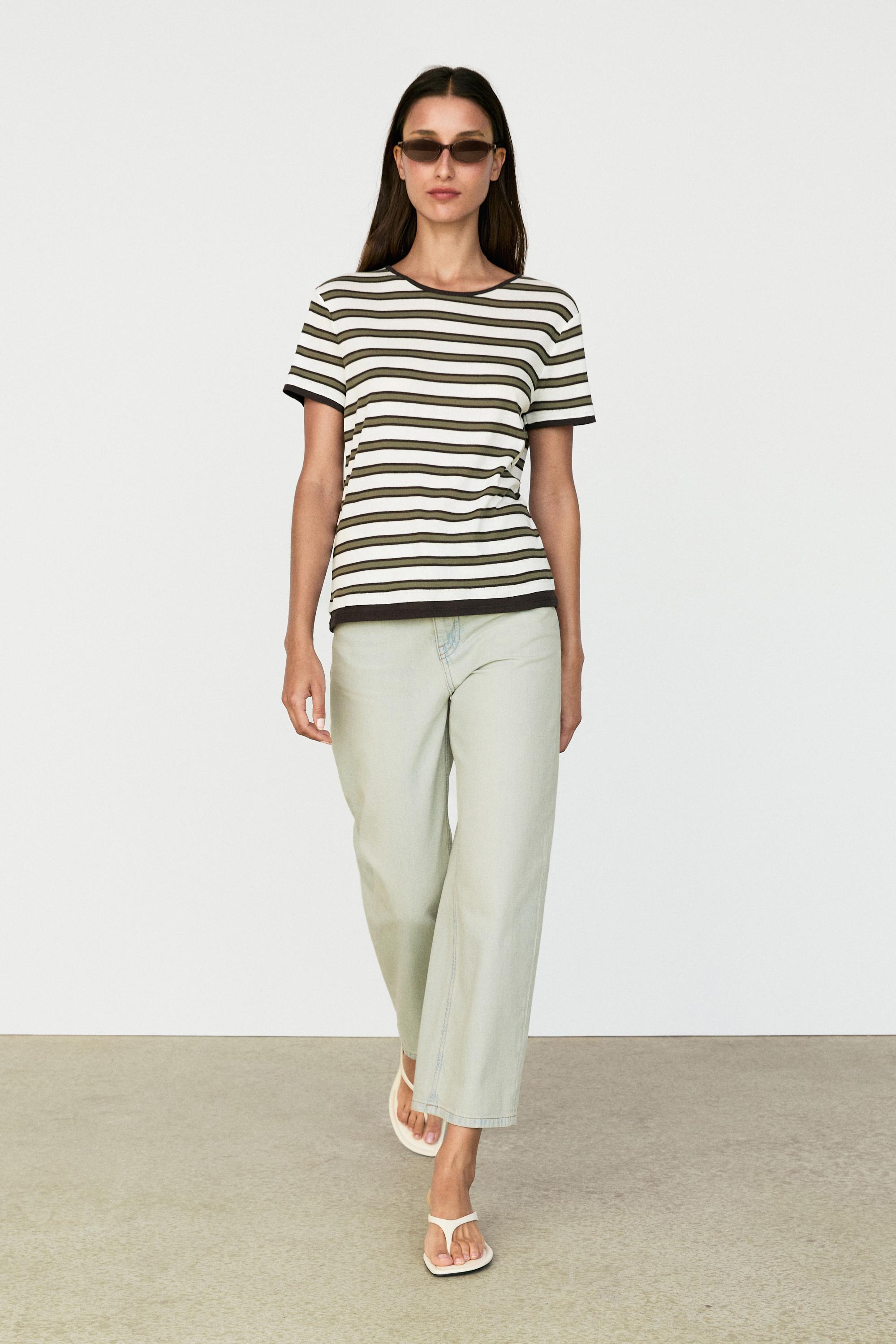 Gestreiftes Baumwoll-T-Shirt