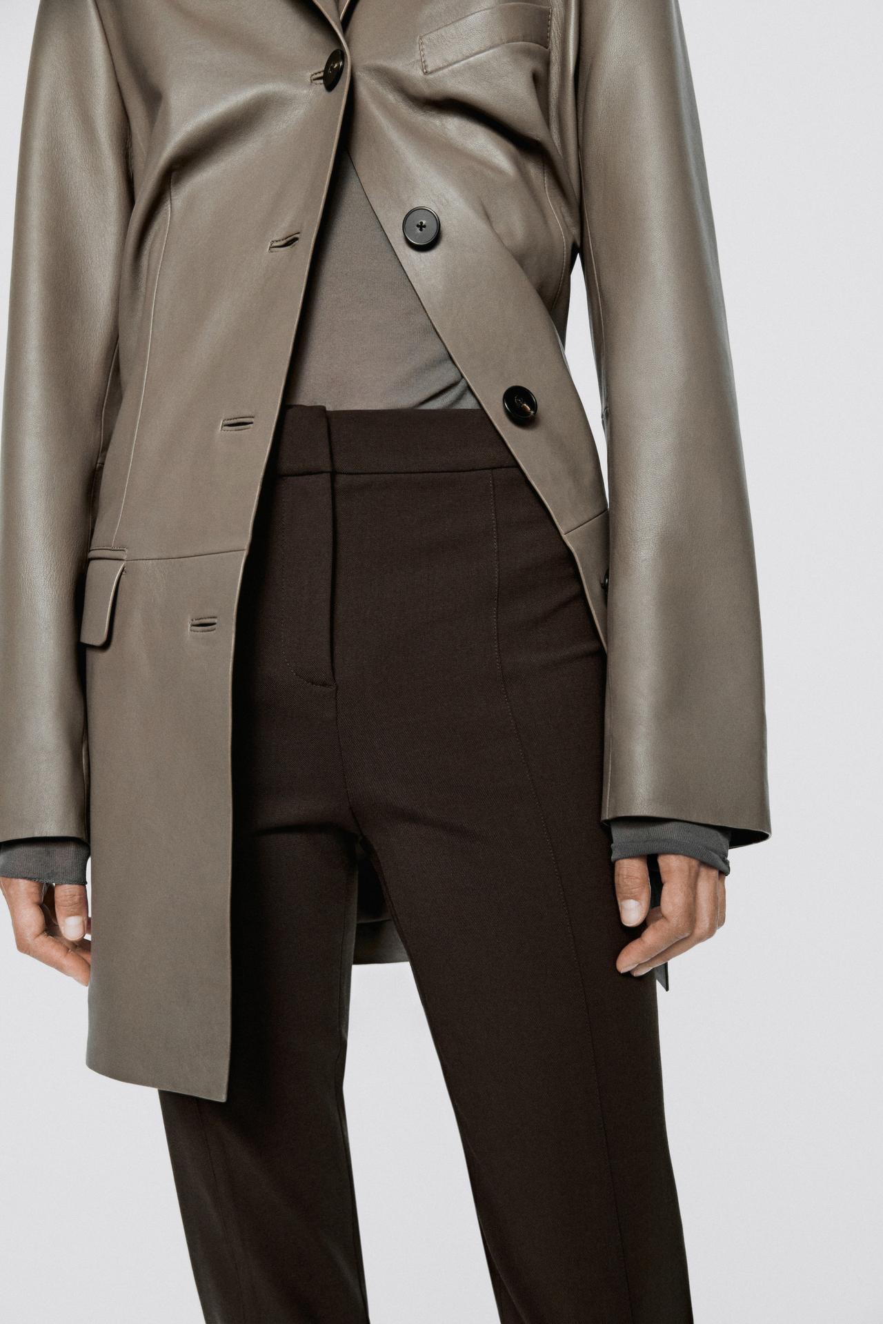 Skinny fit pants with zip hem - LIMITED EDITION — BROWN