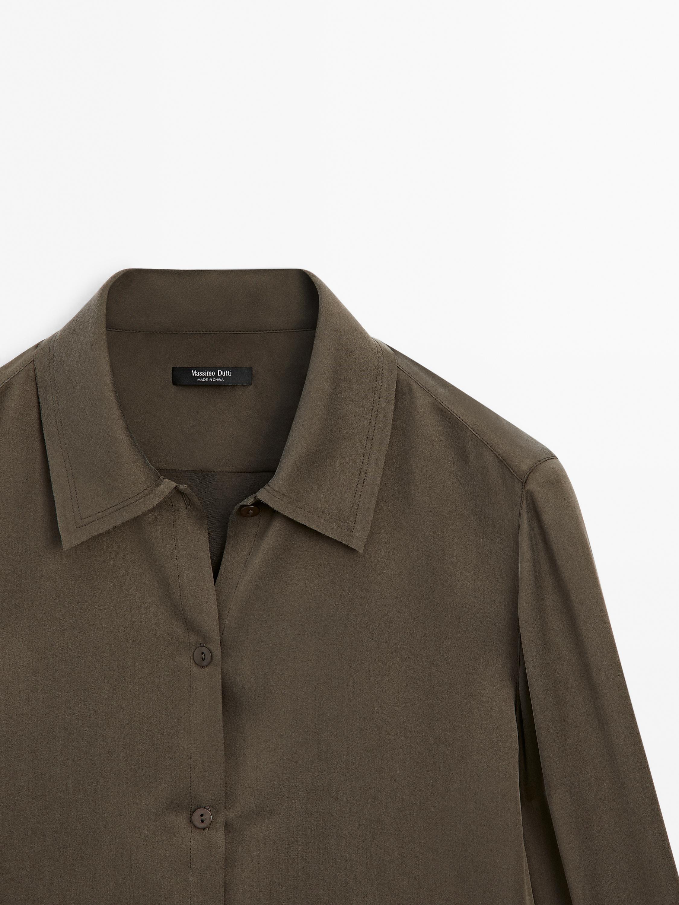 Satin mulberry silk blend shirt