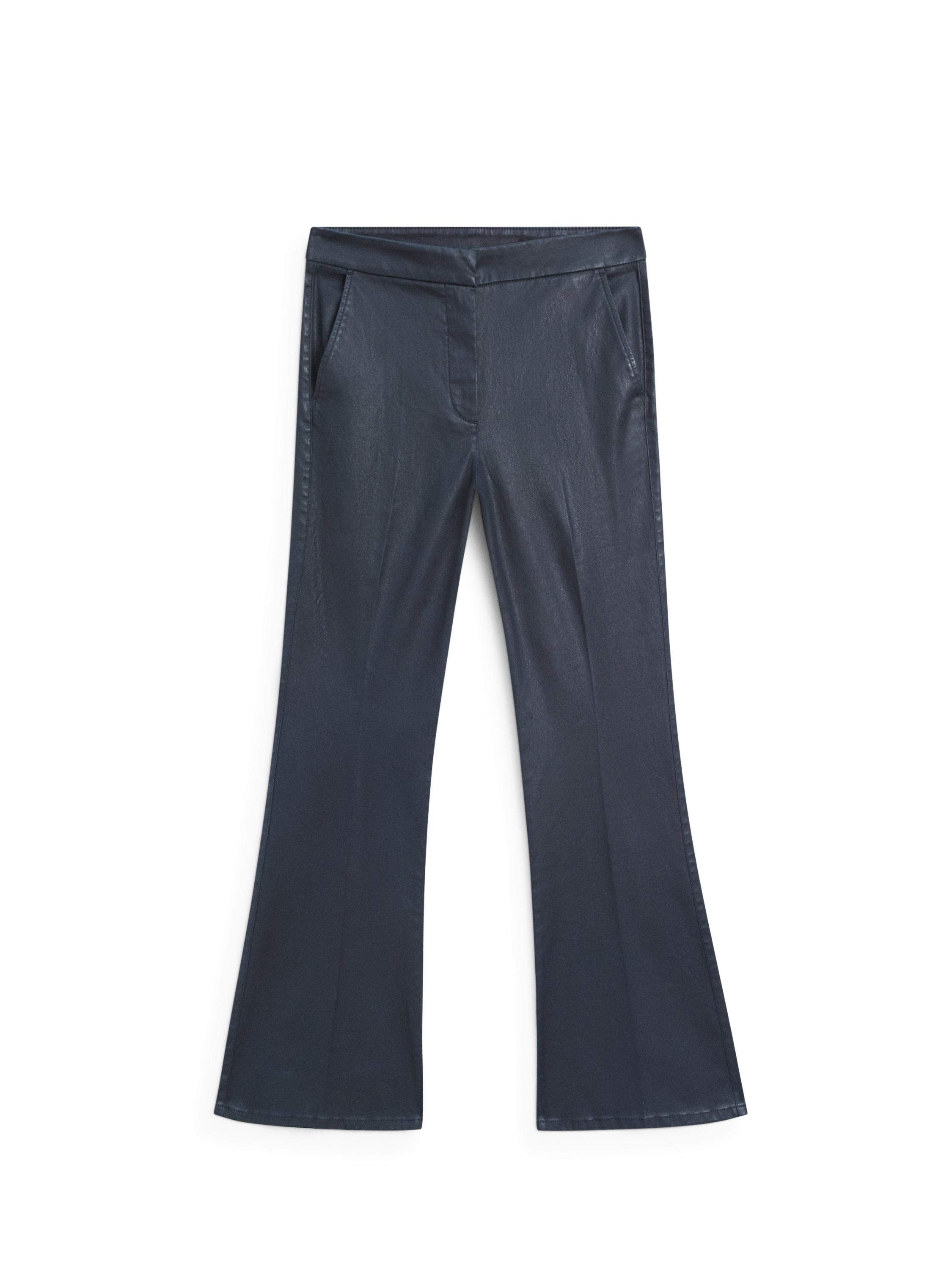 Waxed flare fit trousers — NAVY BLUE