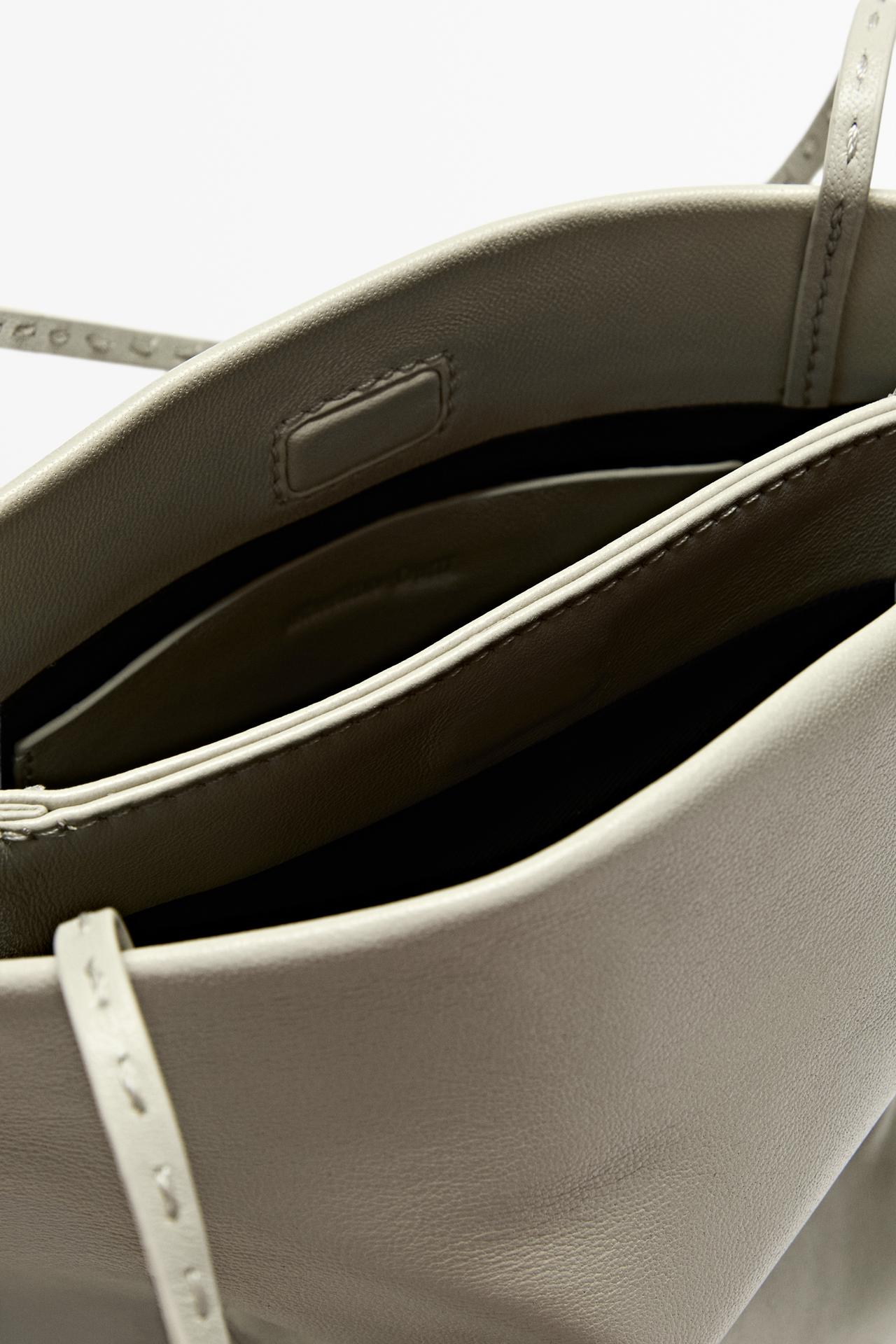 Nappa leather double compartment bag — Off white