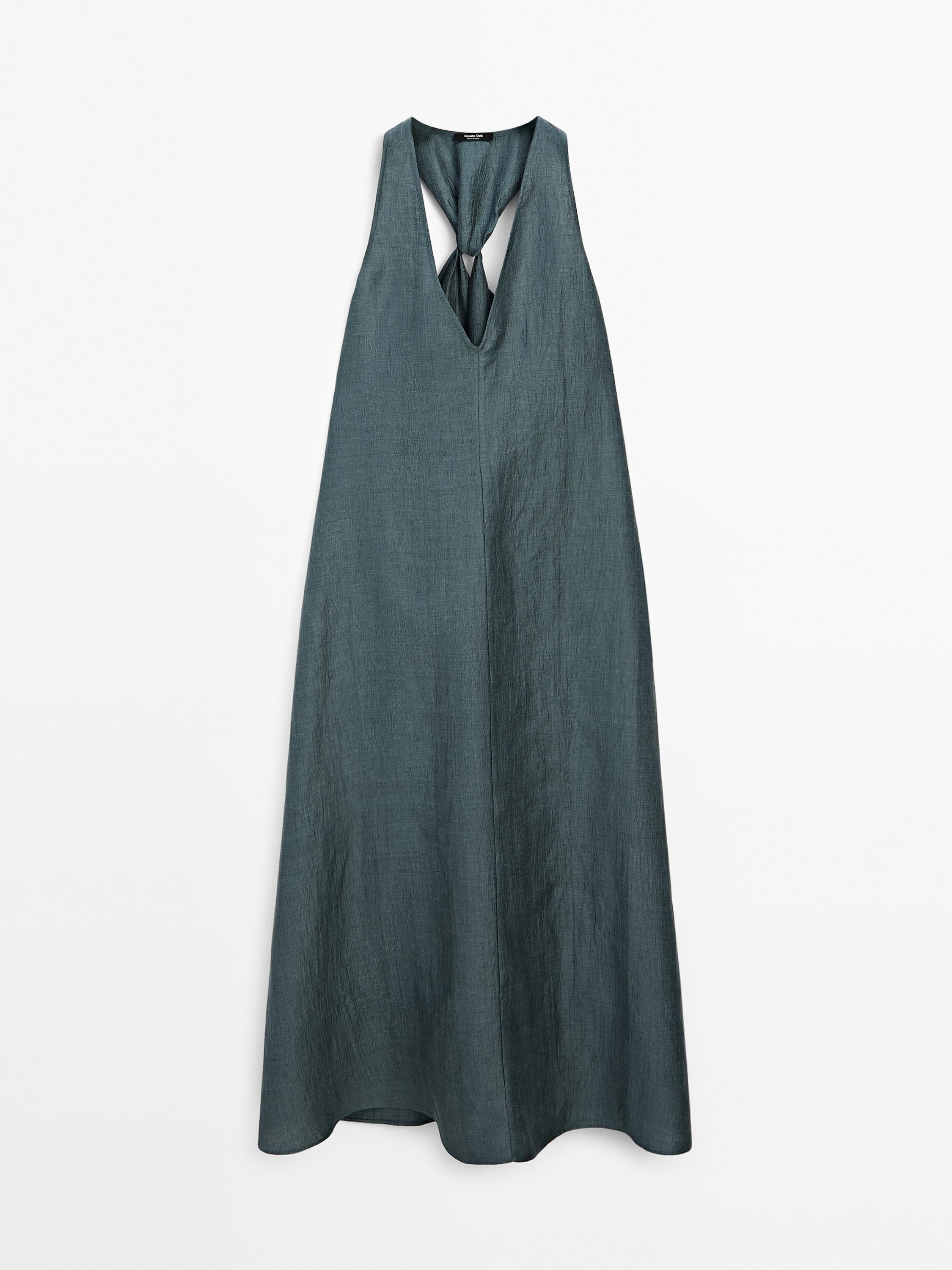 Vestido detalle espalda mezcla lino