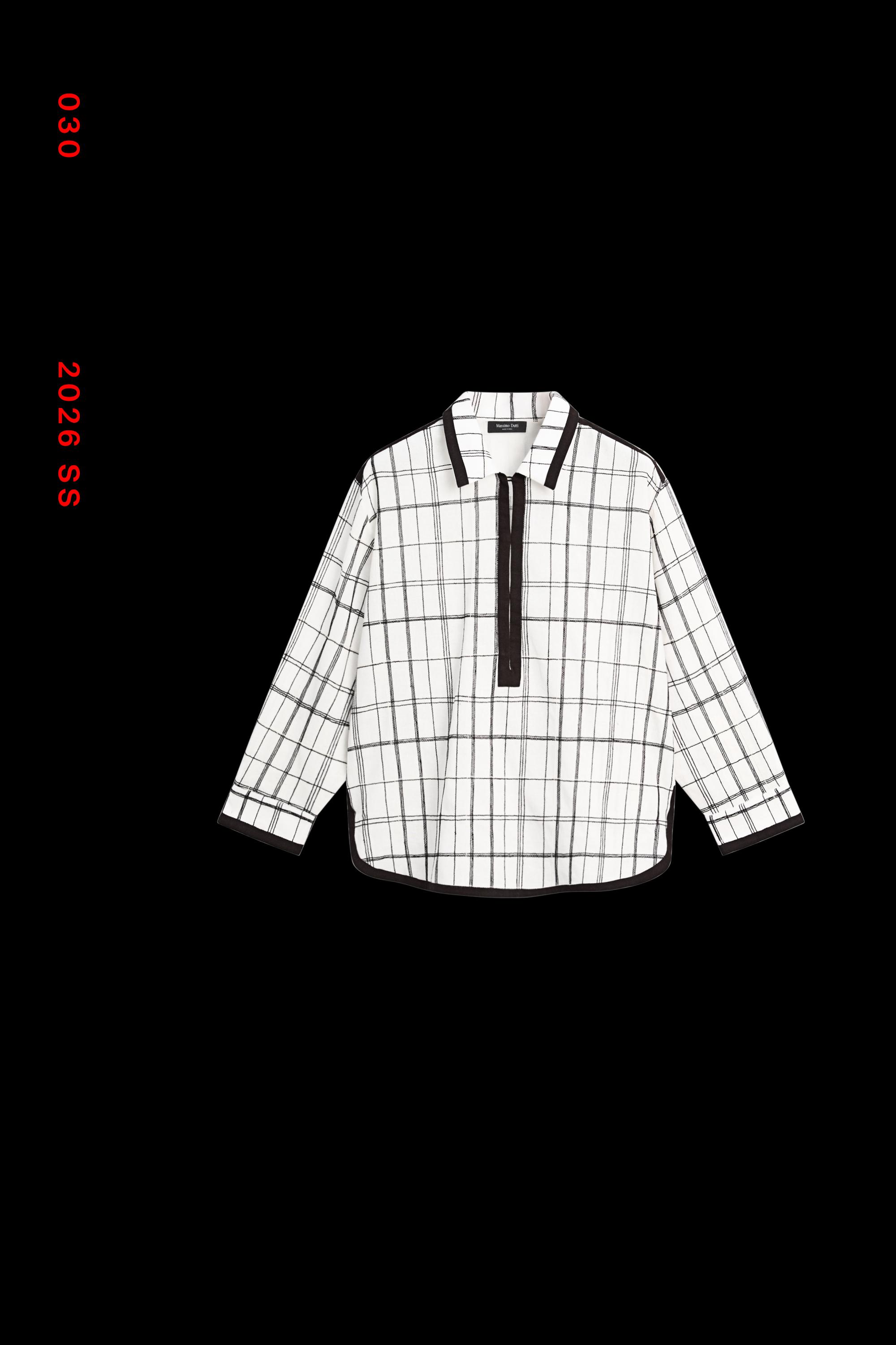 Cotton blend check shirt — WHITE