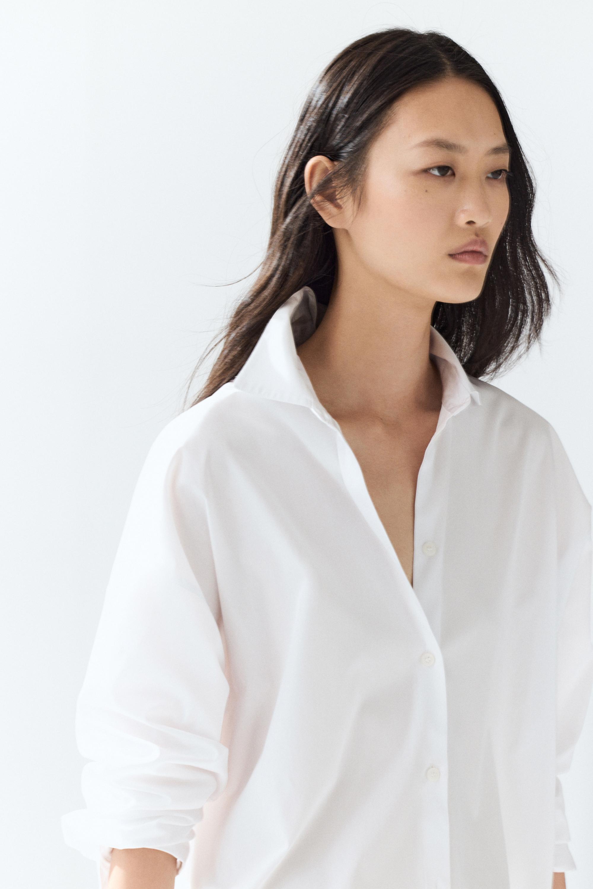 100% cotton poplin shirt — WHITE