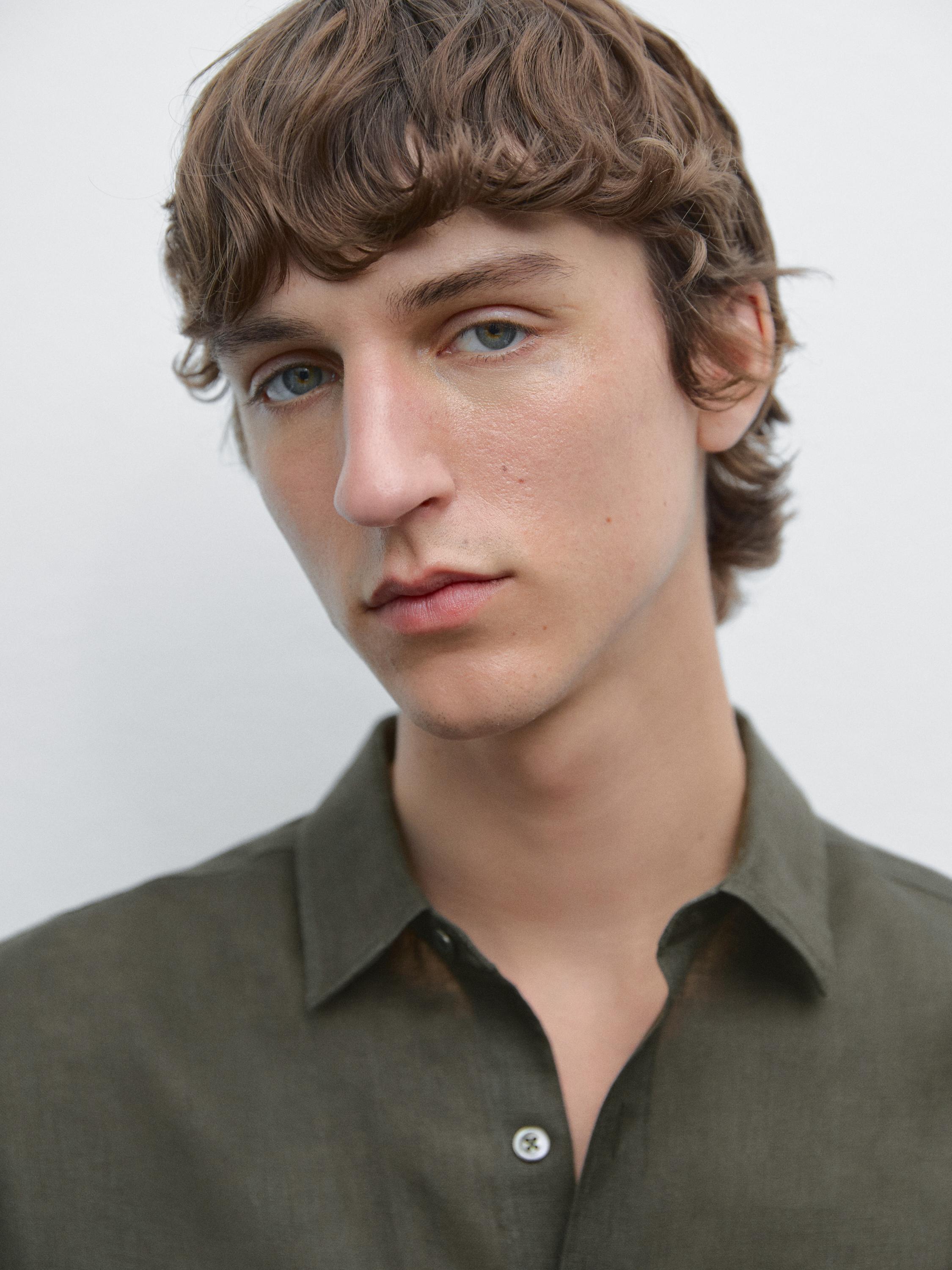 قميص كتان 100% بقصة عادية