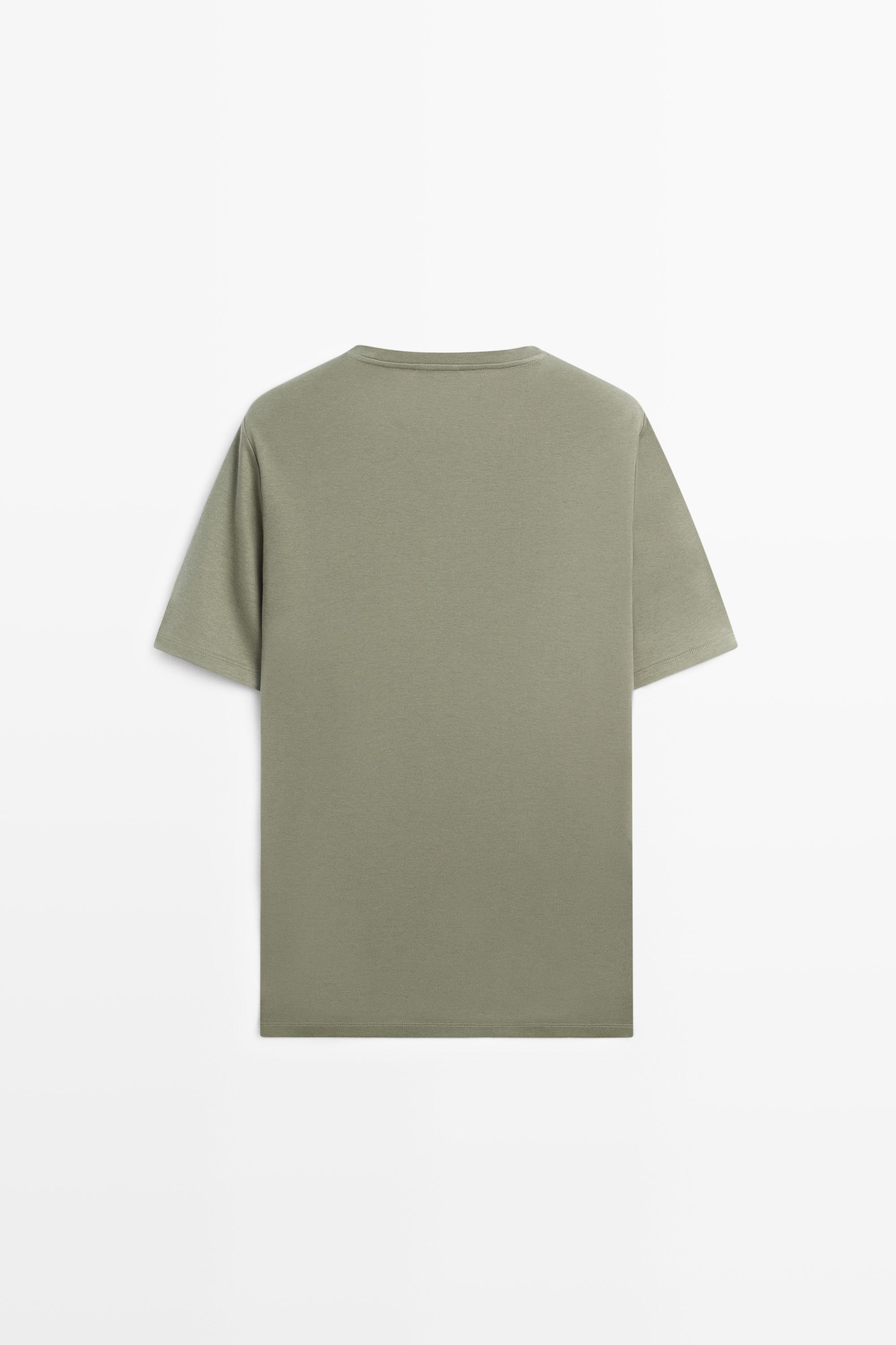 Cotton blend short sleeve T-shirt — MOSS GREEN