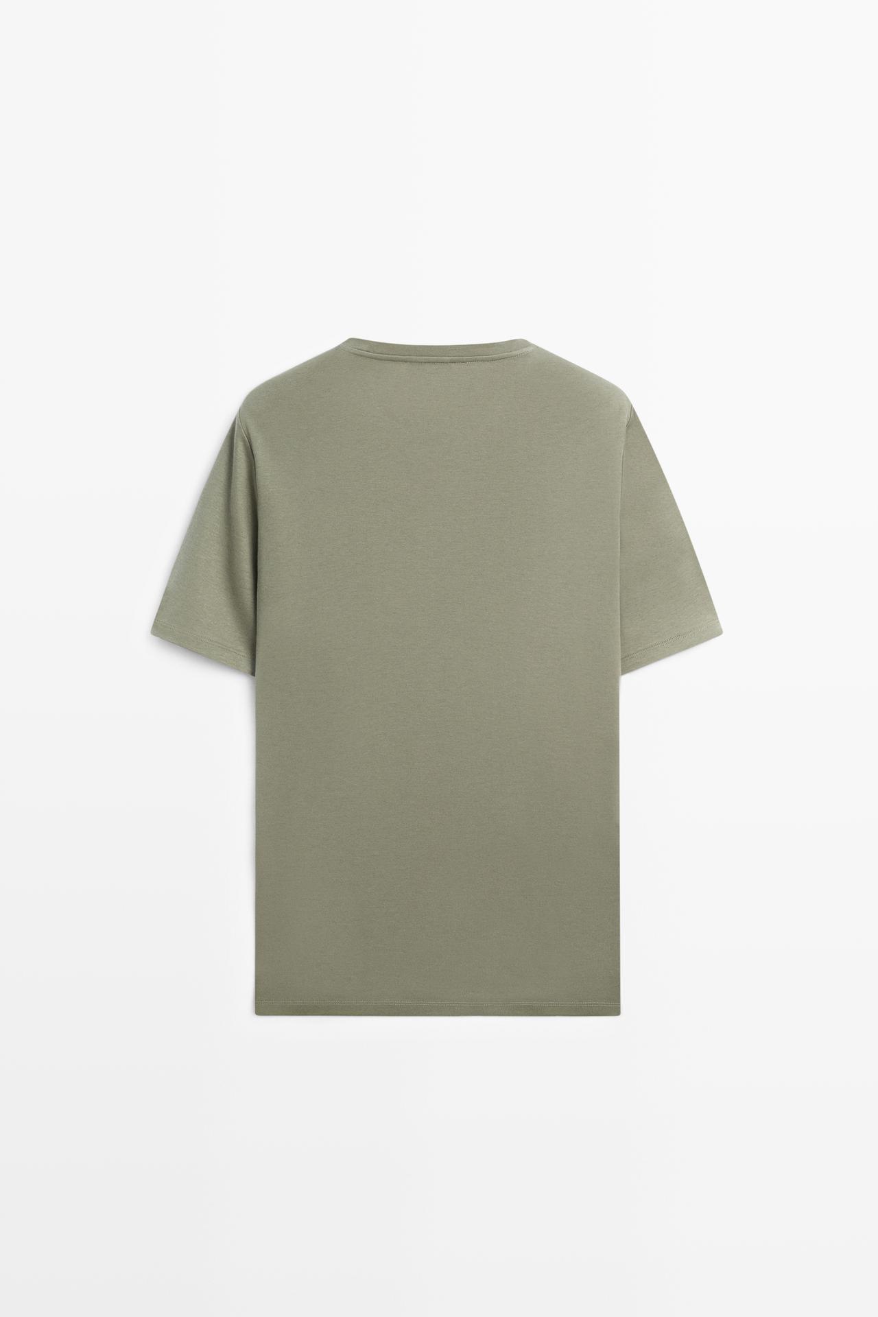 Cotton blend short sleeve T-shirt — MOSS GREEN