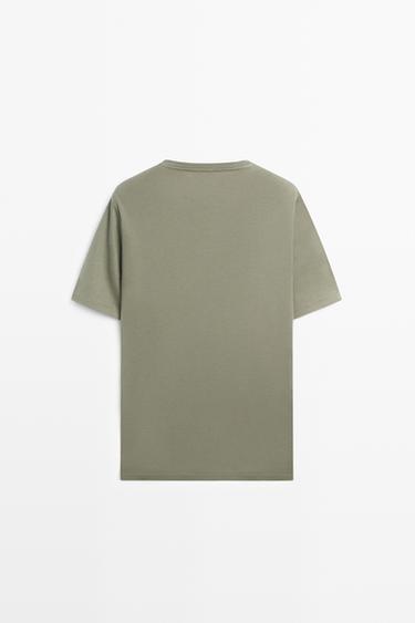 Cotton blend short sleeve T-shirt — MOSS GREEN 6