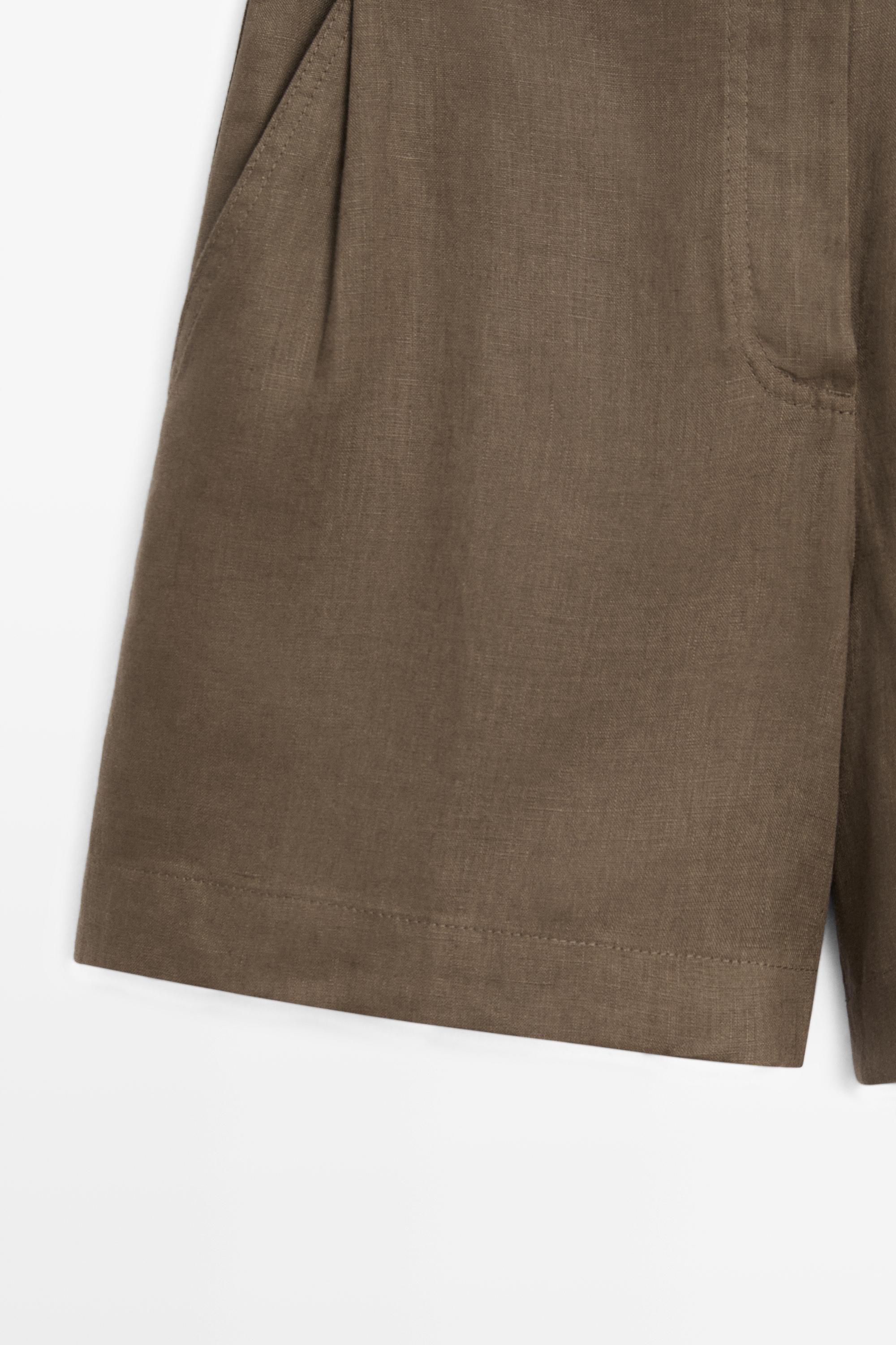 Pleated 100% linen shorts — MOSS